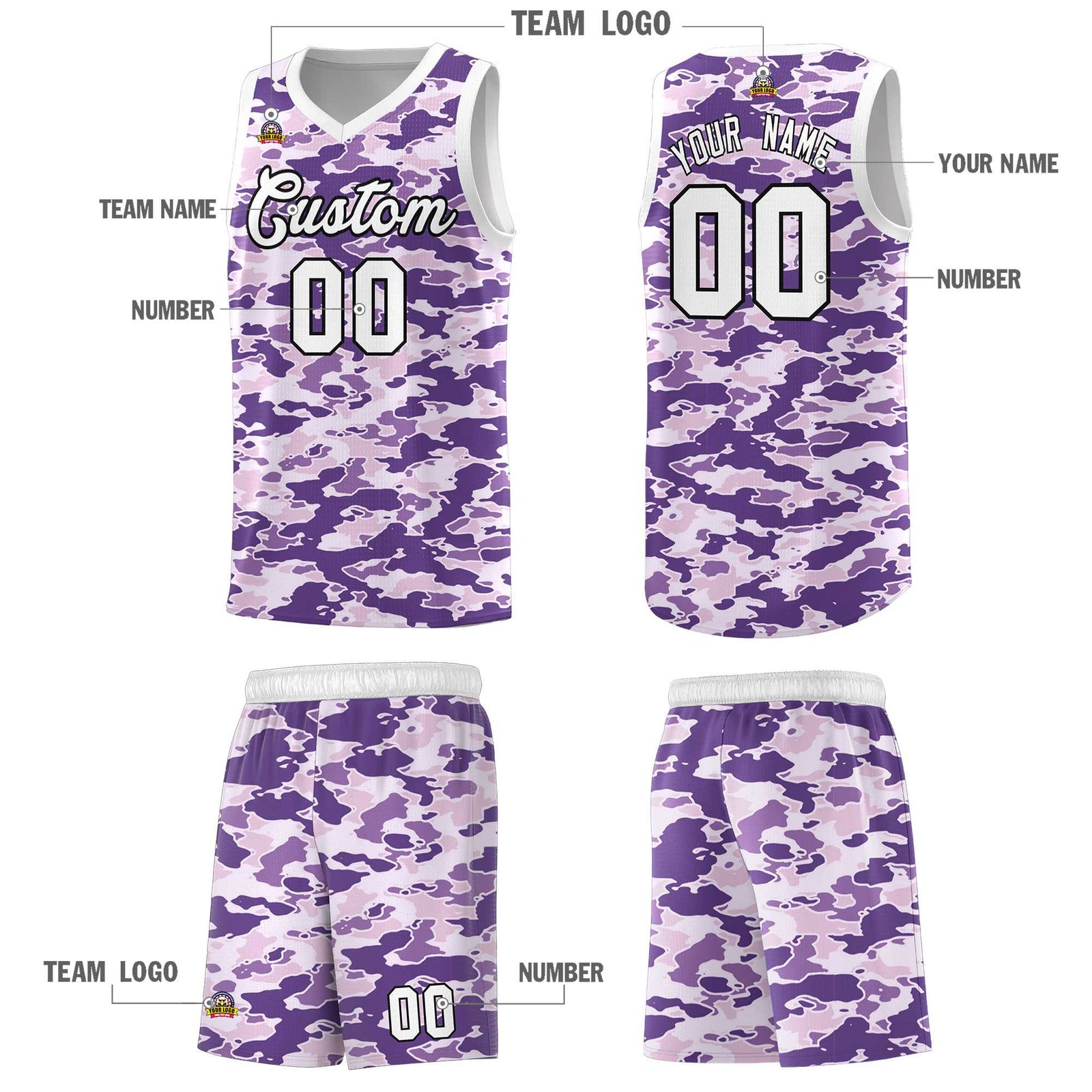 Custom Personalized Camo Sets Sports Uniform Basketball Jersey