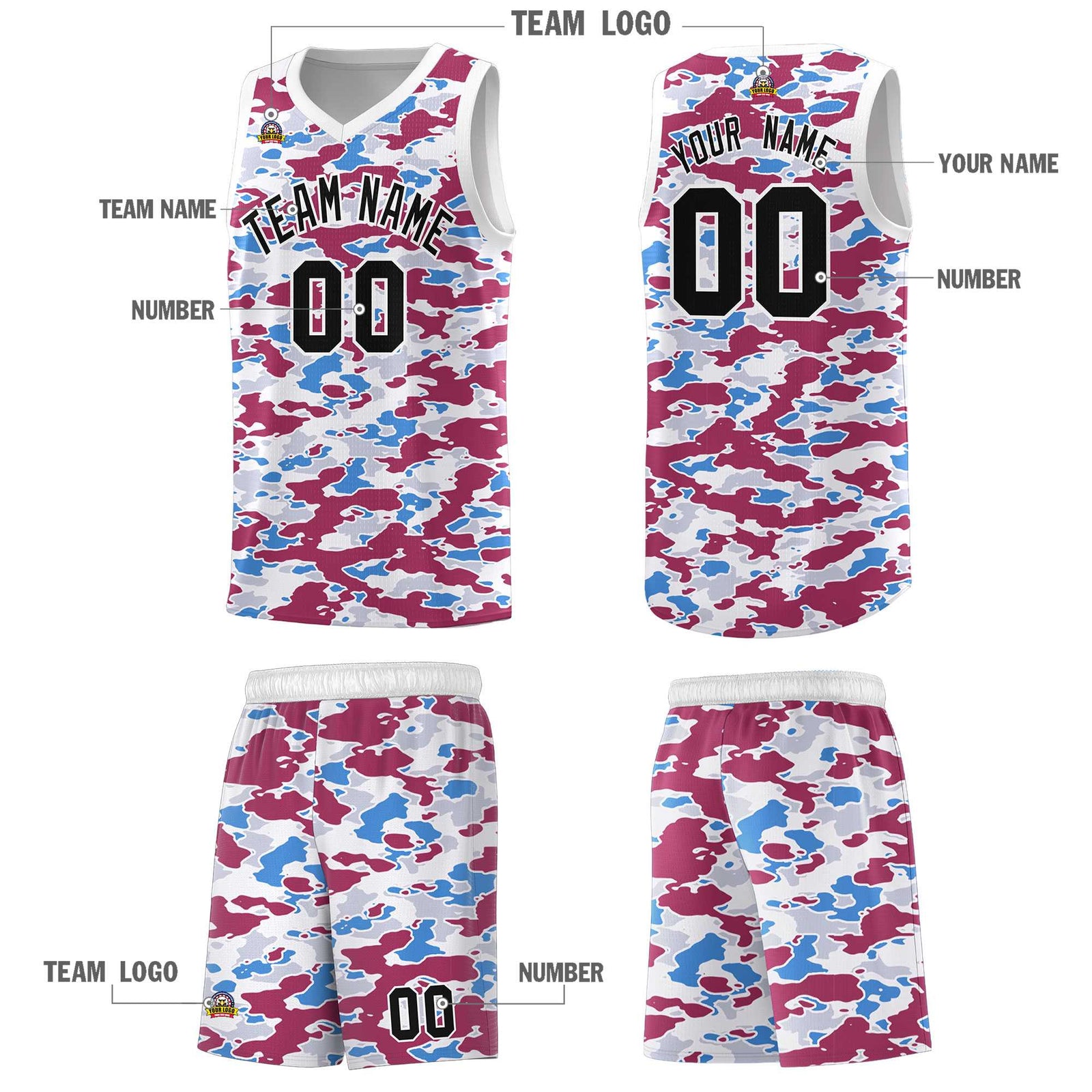 Custom Personalized Camo Sets Sports Uniform Basketball Jersey