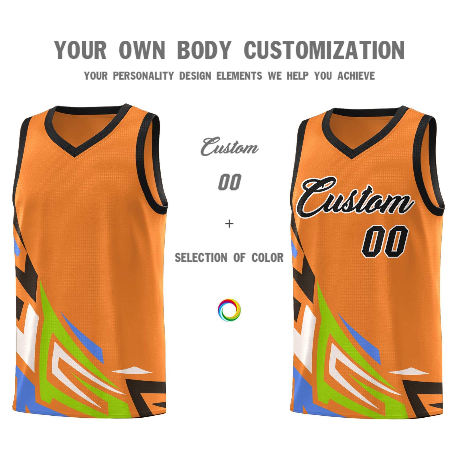Custom Gold Orange Gradient Graffiti Pattern Sports Uniform Basketball Jersey