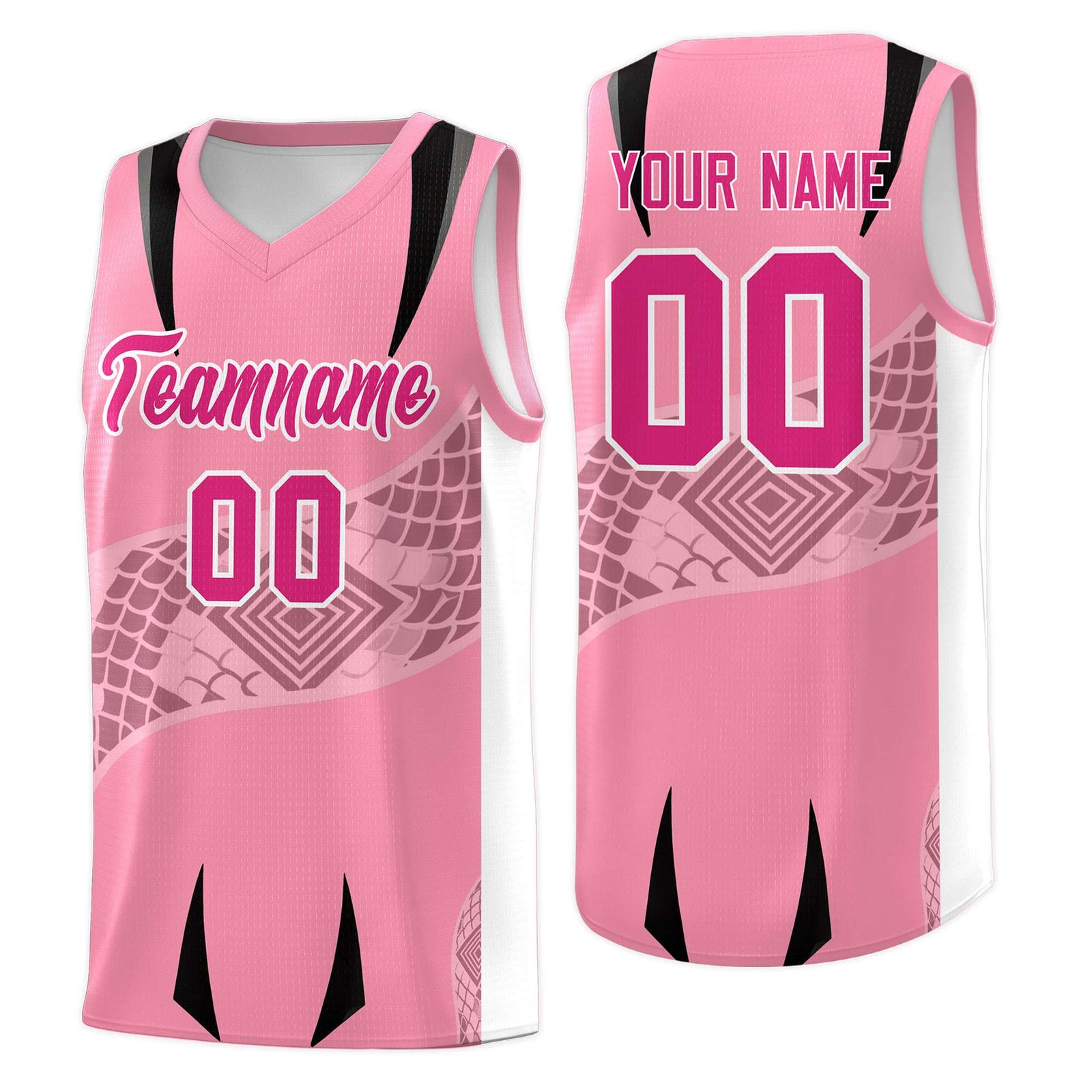 Custom Light Pink White Snake Scale Venomous Fang for Clubs Graffiti Pattern Basketball Suit Jersey
