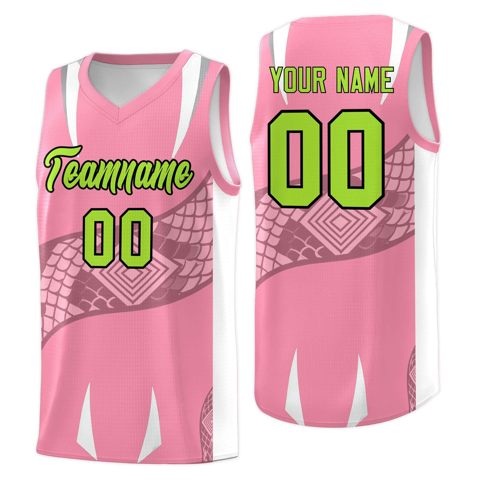Custom Light Pink White Snake Scale Venomous Fang Drapable Graffiti Pattern Basketball Suit Jersey