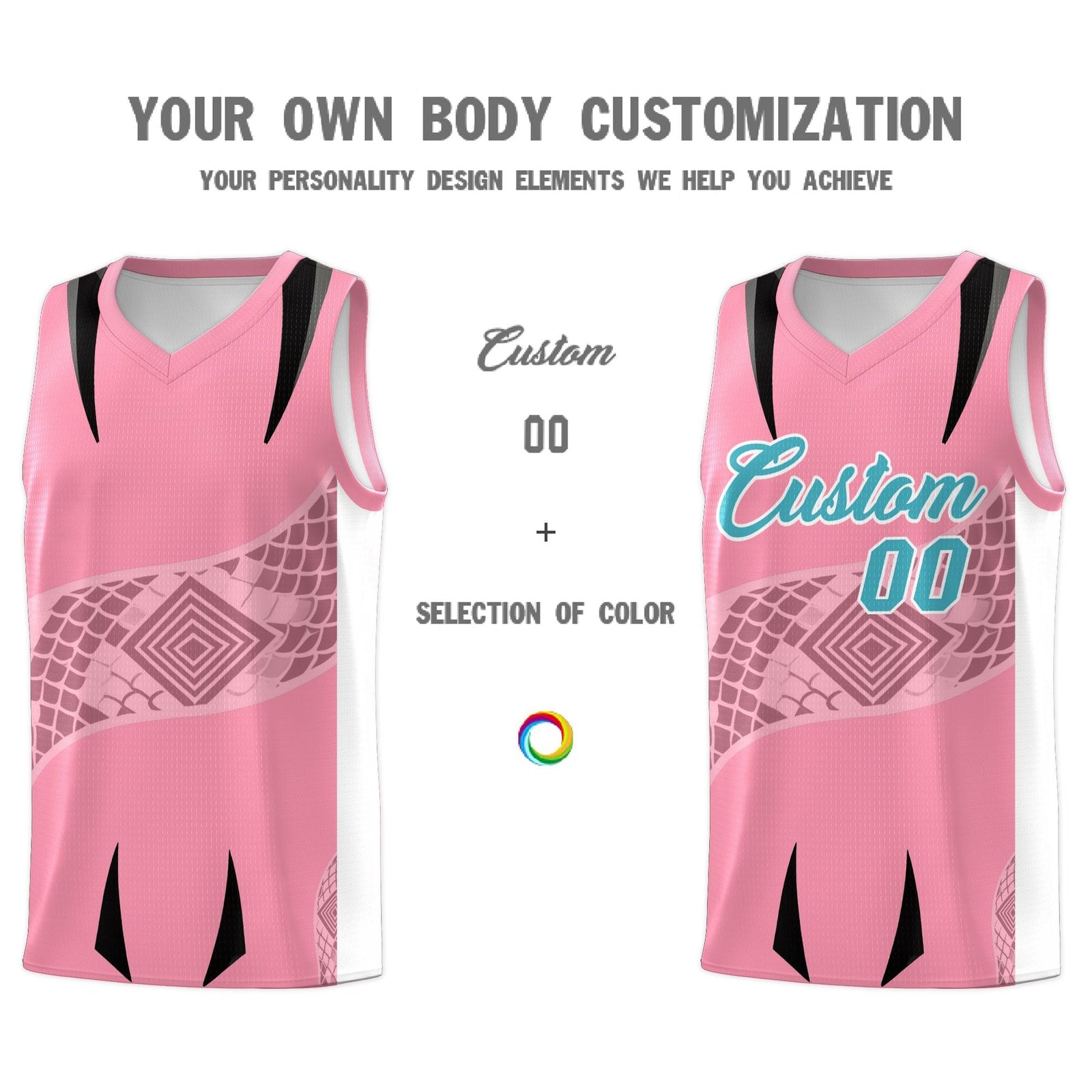 Custom Light Pink White Snake Scale Venomous Fang for Leagues Graffiti Pattern Basketball Suit Jersey