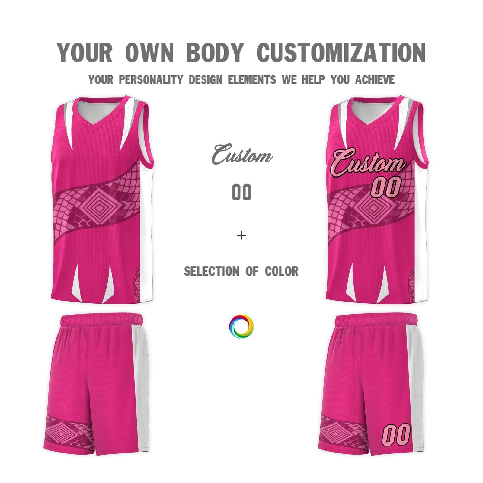 Custom Rose Red White Snake Scale Venomous Fang Breathable Graffiti Pattern Basketball Suit Jersey