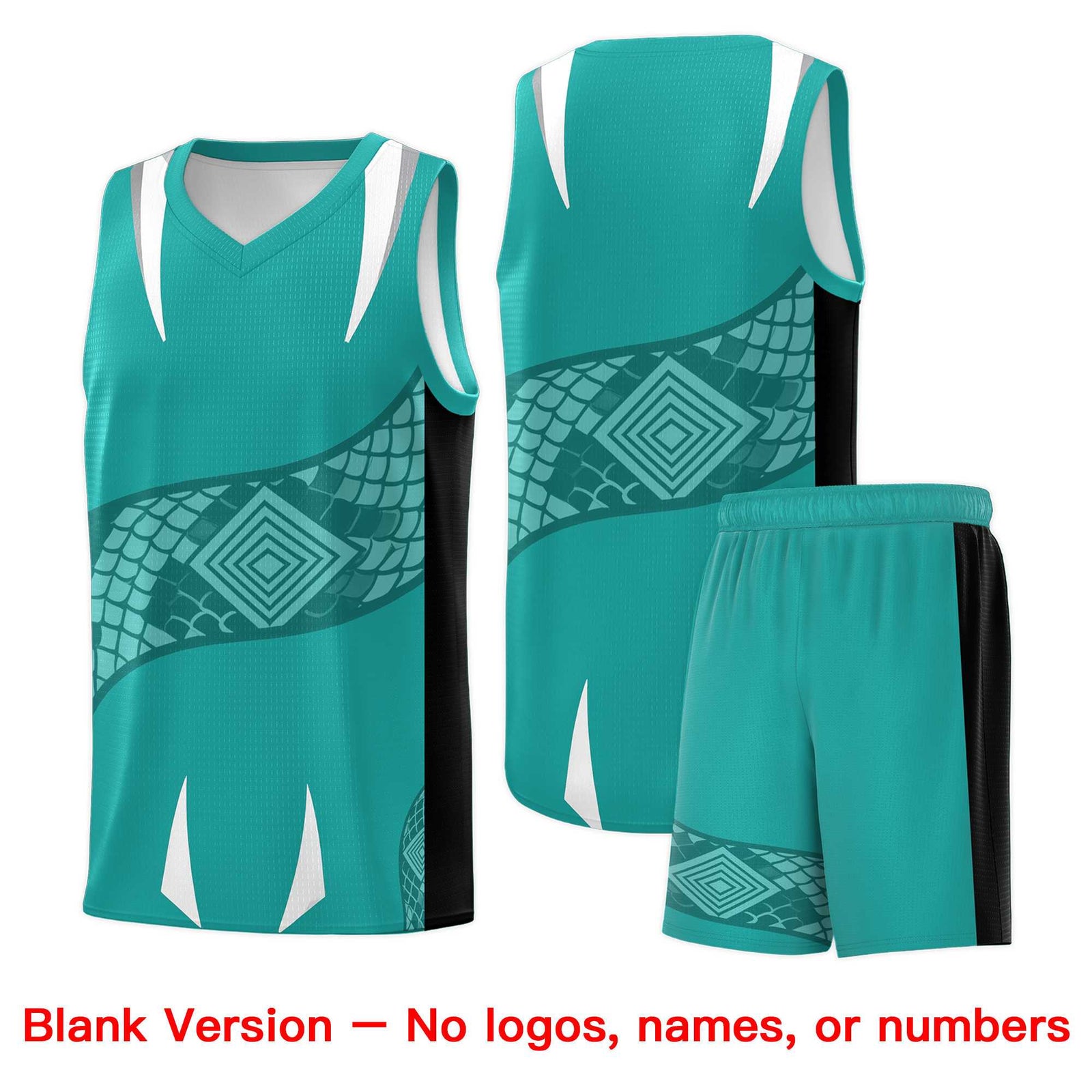 Custom Aqua Black Snake Scale Venomous Fang Lightweight Graffiti Pattern Basketball Suit Jersey