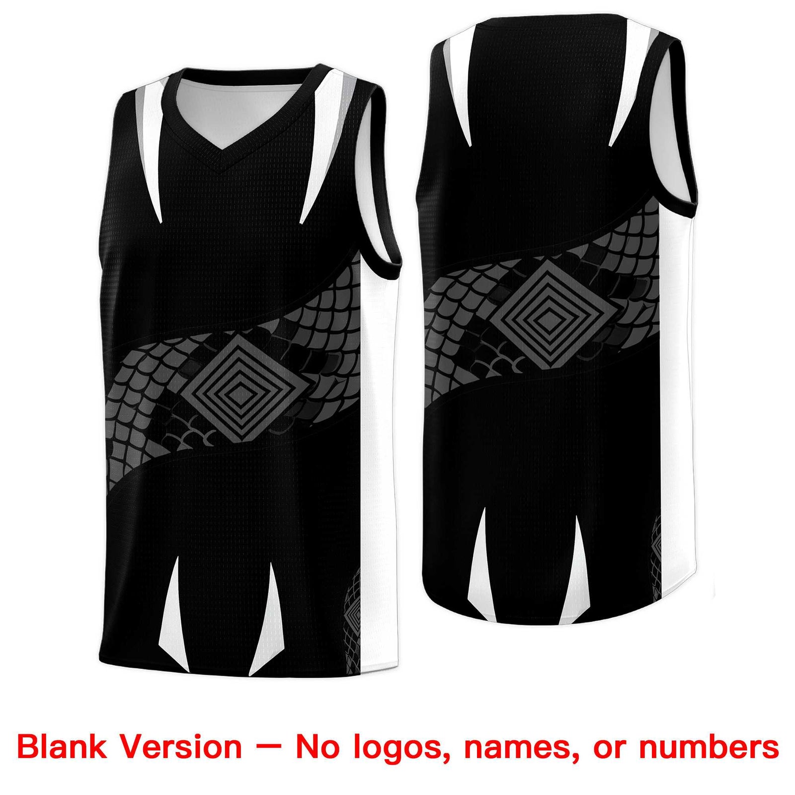 Custom Black White Snake Scale Venomous Fang Lightweight Graffiti Pattern Basketball Suit Jersey