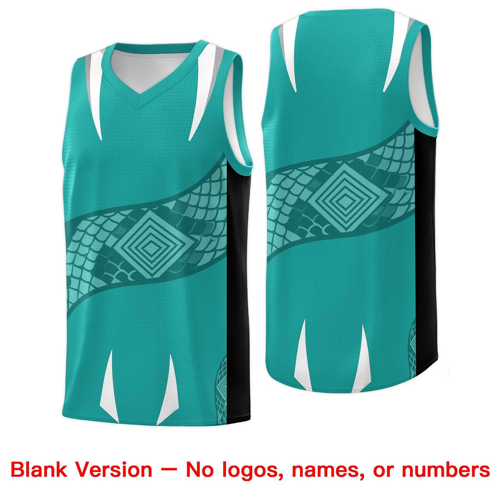 Custom Aqua Black Snake Scale Venomous Fang Lightweight Graffiti Pattern Basketball Suit Jersey