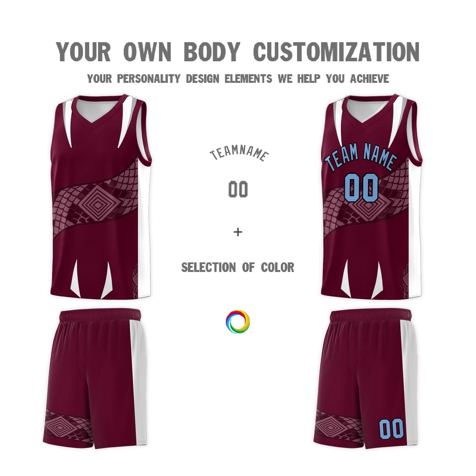 Custom Burgundy White Snake Scale Venomous Fang Lightweight Graffiti Pattern Basketball Suit Jersey