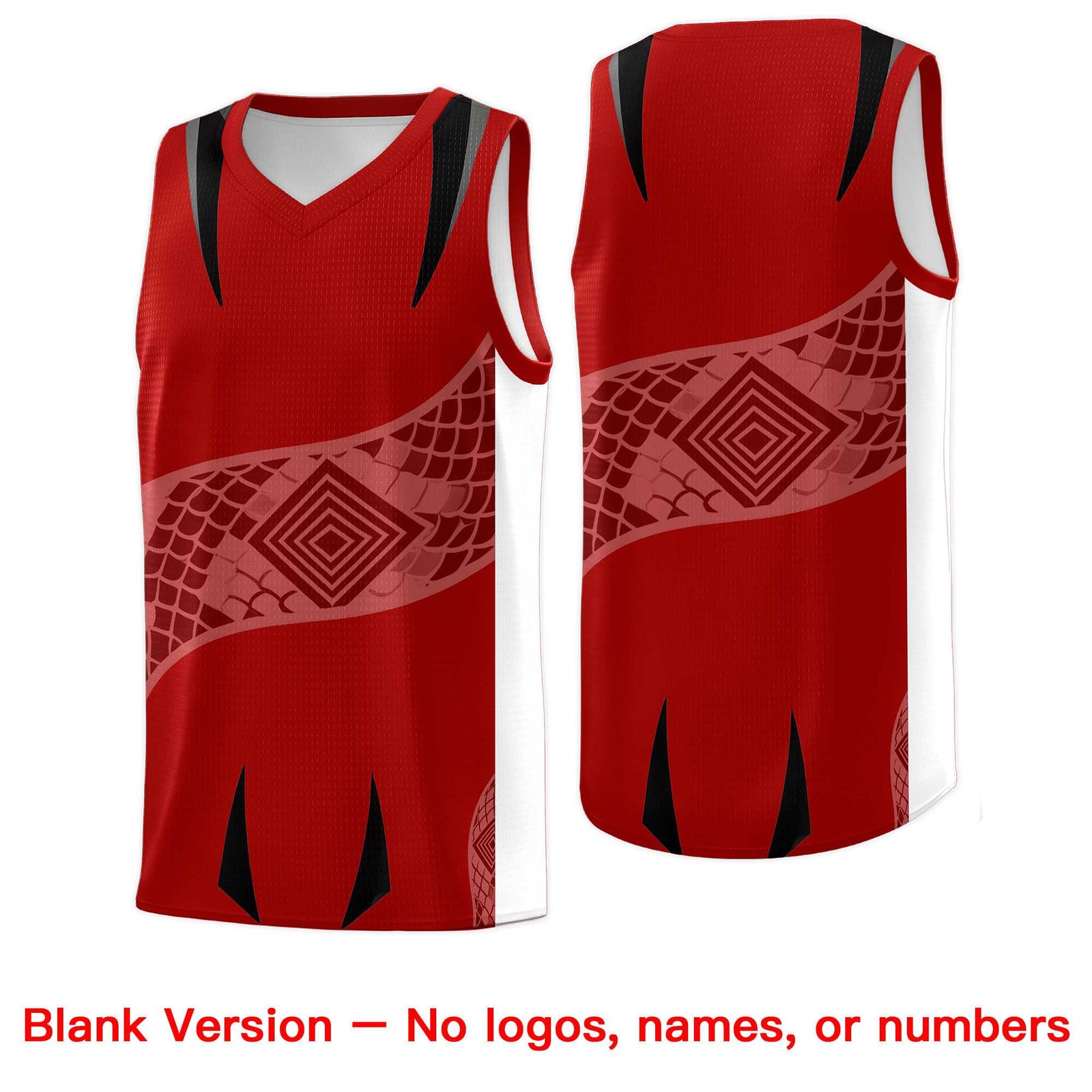 Custom Red White Snake Scale Venomous Fang for Clubs Graffiti Pattern Basketball Suit Jersey