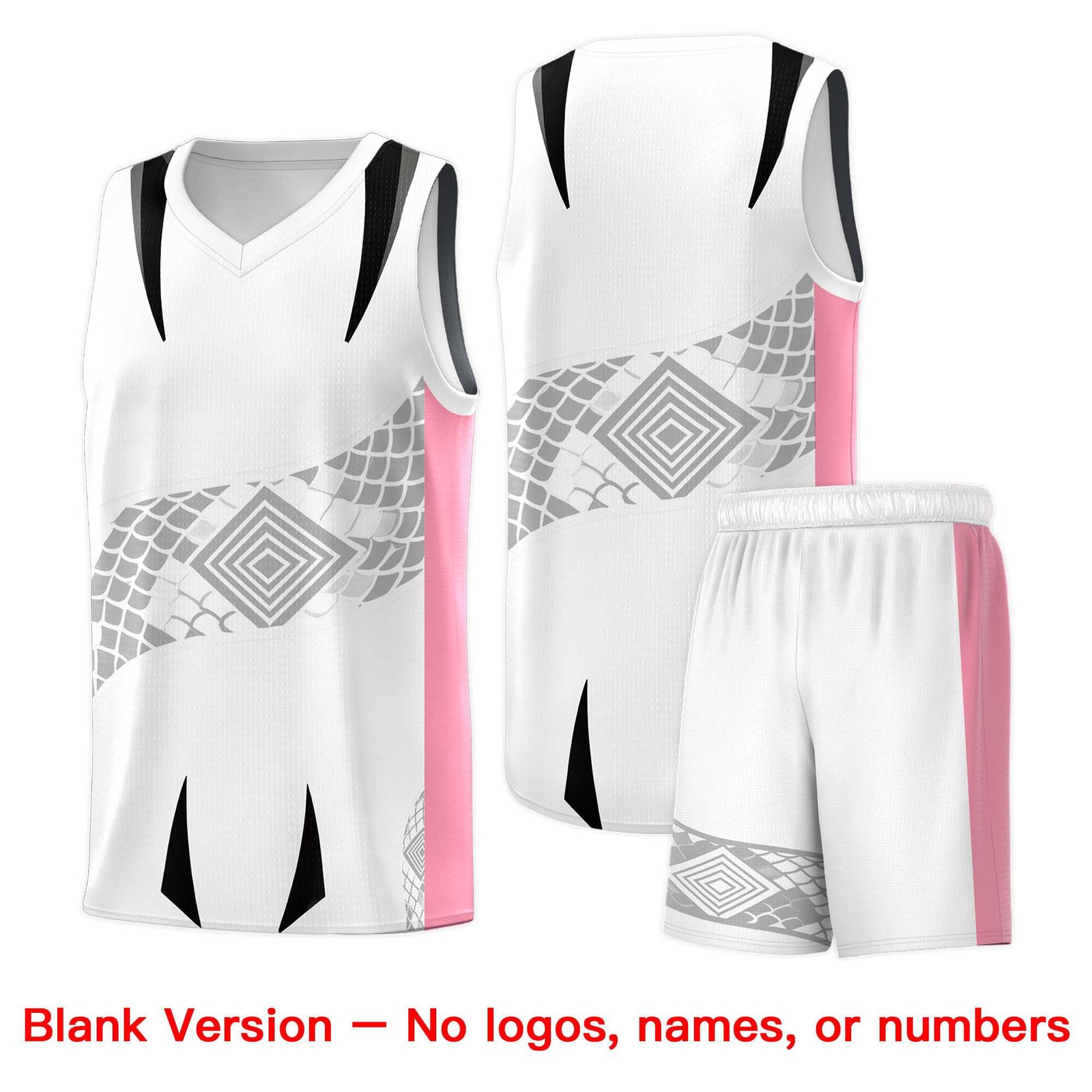 Custom White Light Pink Snake Scale Venomous Fang for Leagues Graffiti Pattern Basketball Suit Jersey