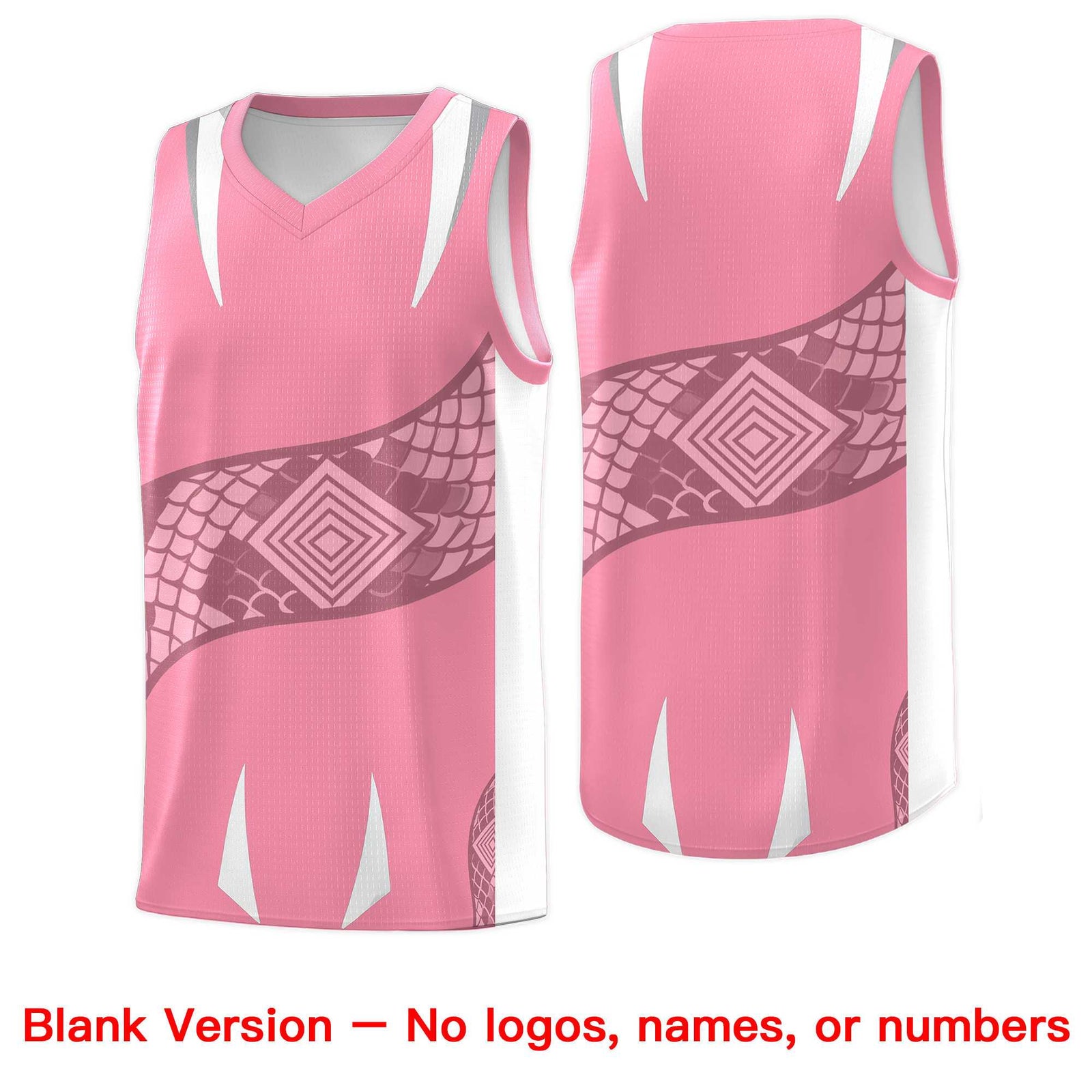Custom Light Pink White Snake Scale Venomous Fang Drapable Graffiti Pattern Basketball Suit Jersey