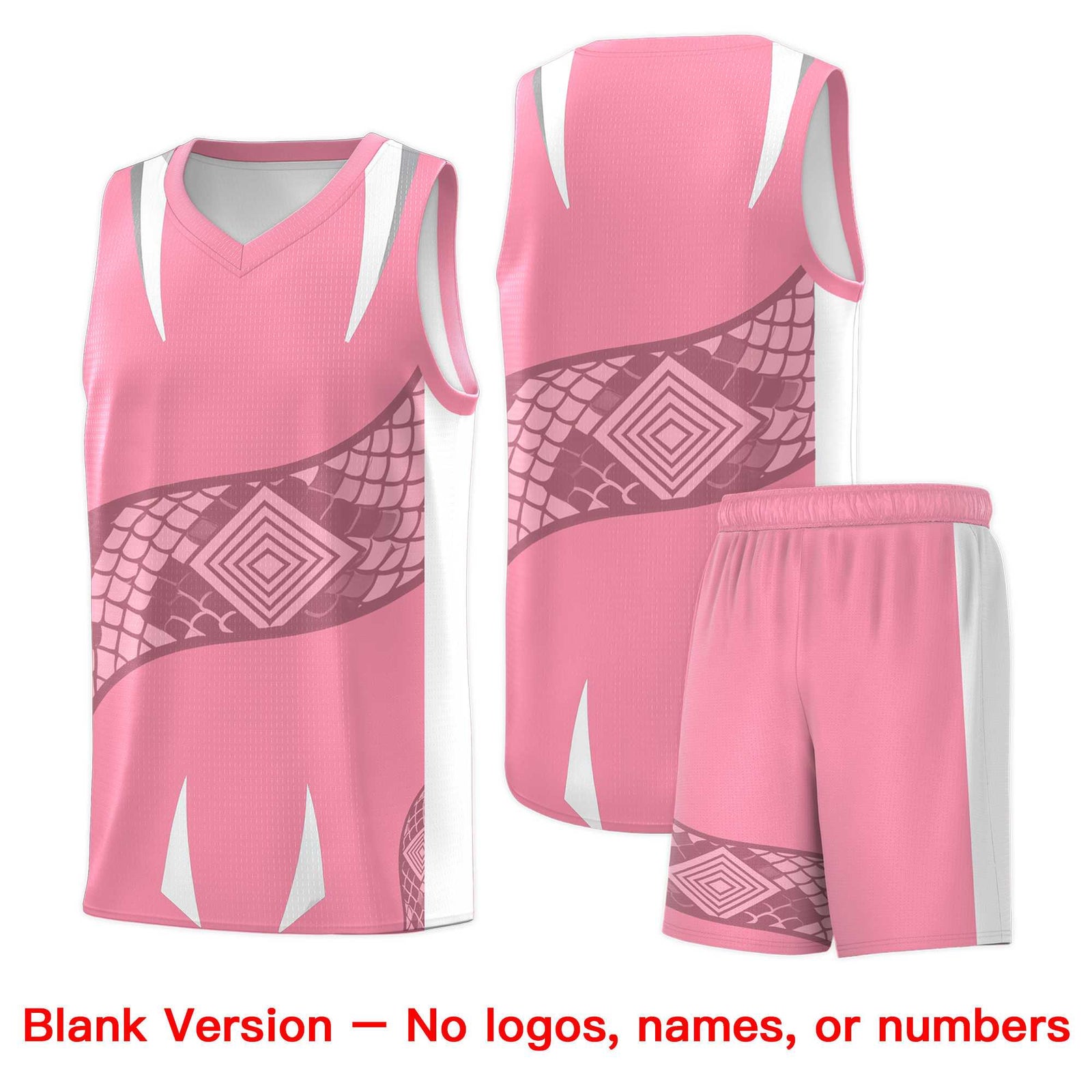 Custom Light Pink White Snake Scale Venomous Fang Drapable Graffiti Pattern Basketball Suit Jersey