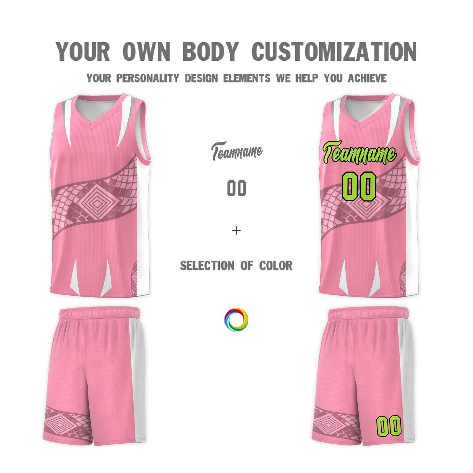 Custom Light Pink White Snake Scale Venomous Fang Drapable Graffiti Pattern Basketball Suit Jersey