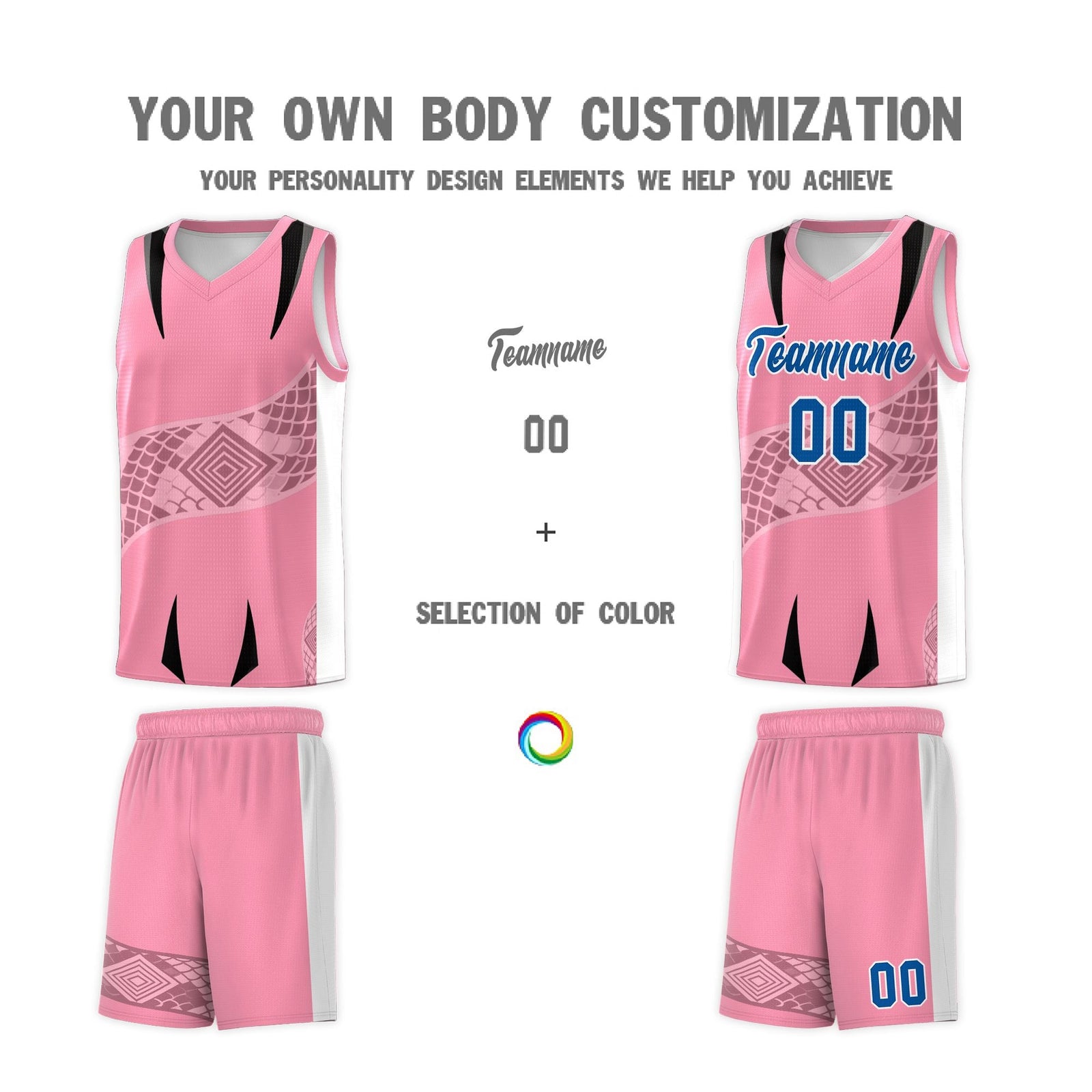 Custom Light Pink White Snake Scale Venomous Fang for Team Graffiti Pattern Basketball Suit Jersey