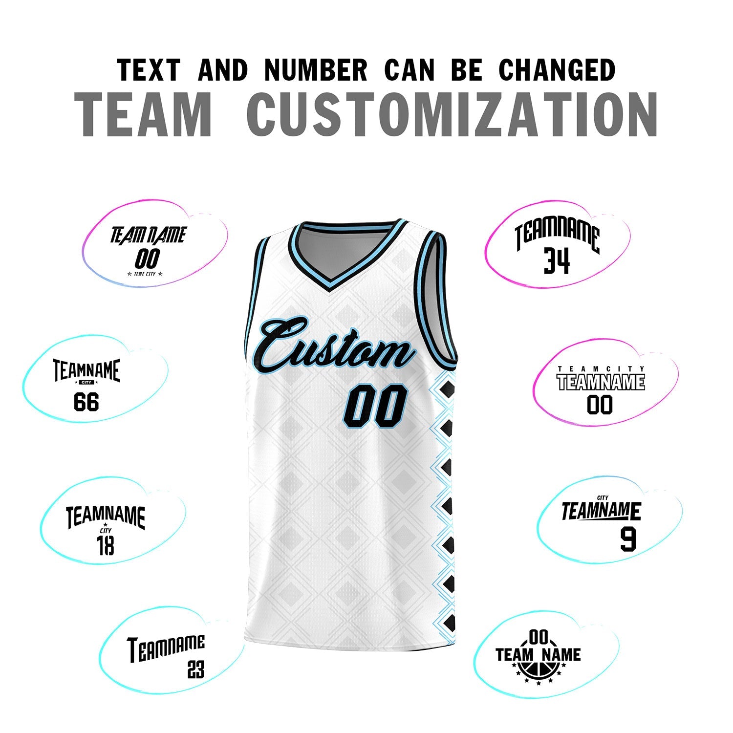 Custom White Side Blocks Sports Uniform Basketball Jersey