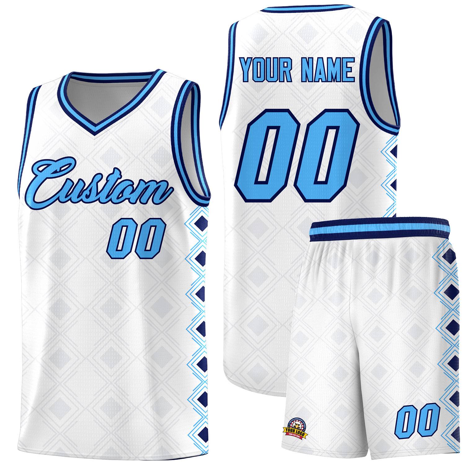 Custom White Side Blocks Sports Uniform Basketball Jersey