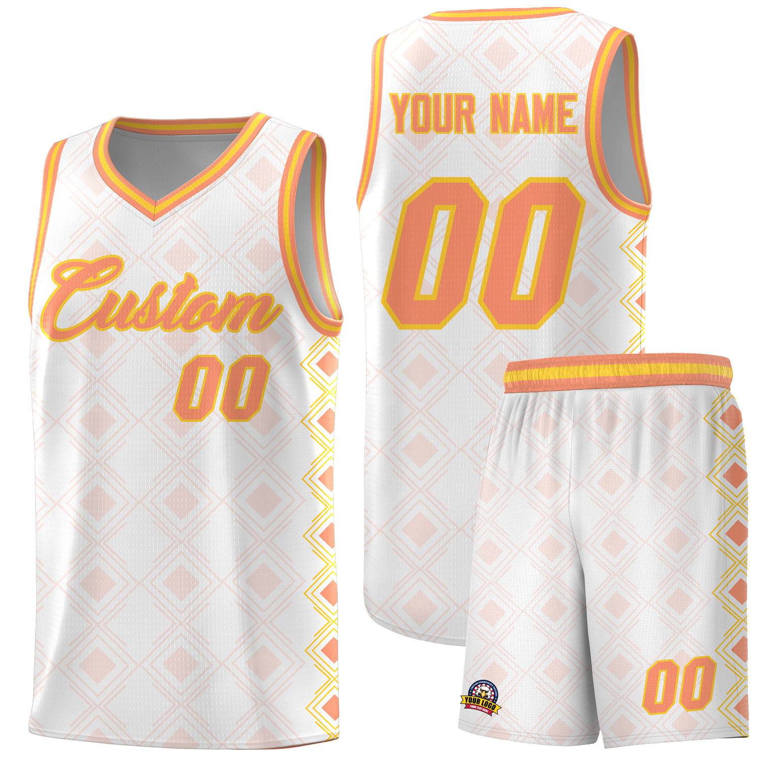 Custom White Side Blocks Sports Uniform Basketball Jersey