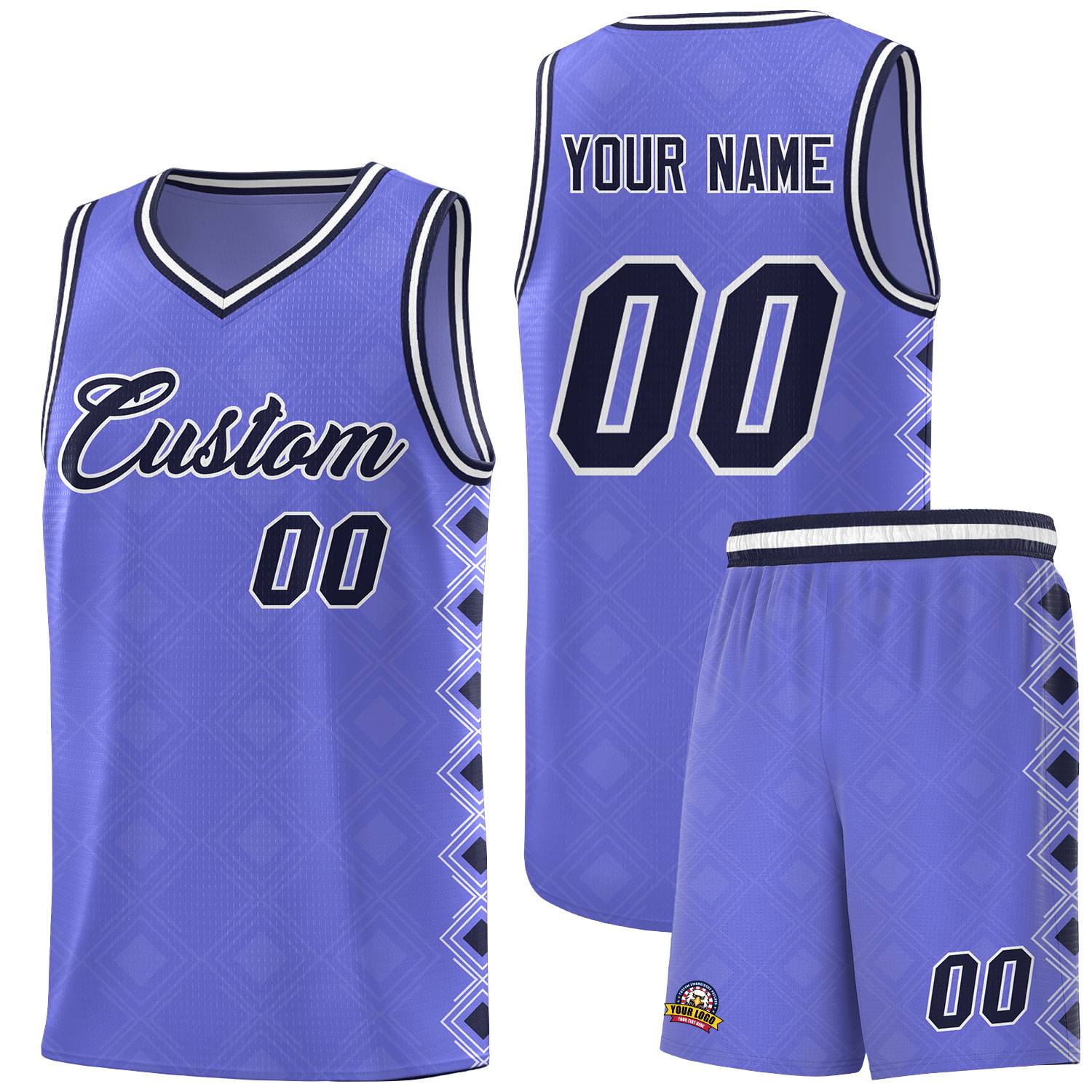 Custom Purple Side Blocks Sports Uniform Basketball Jersey