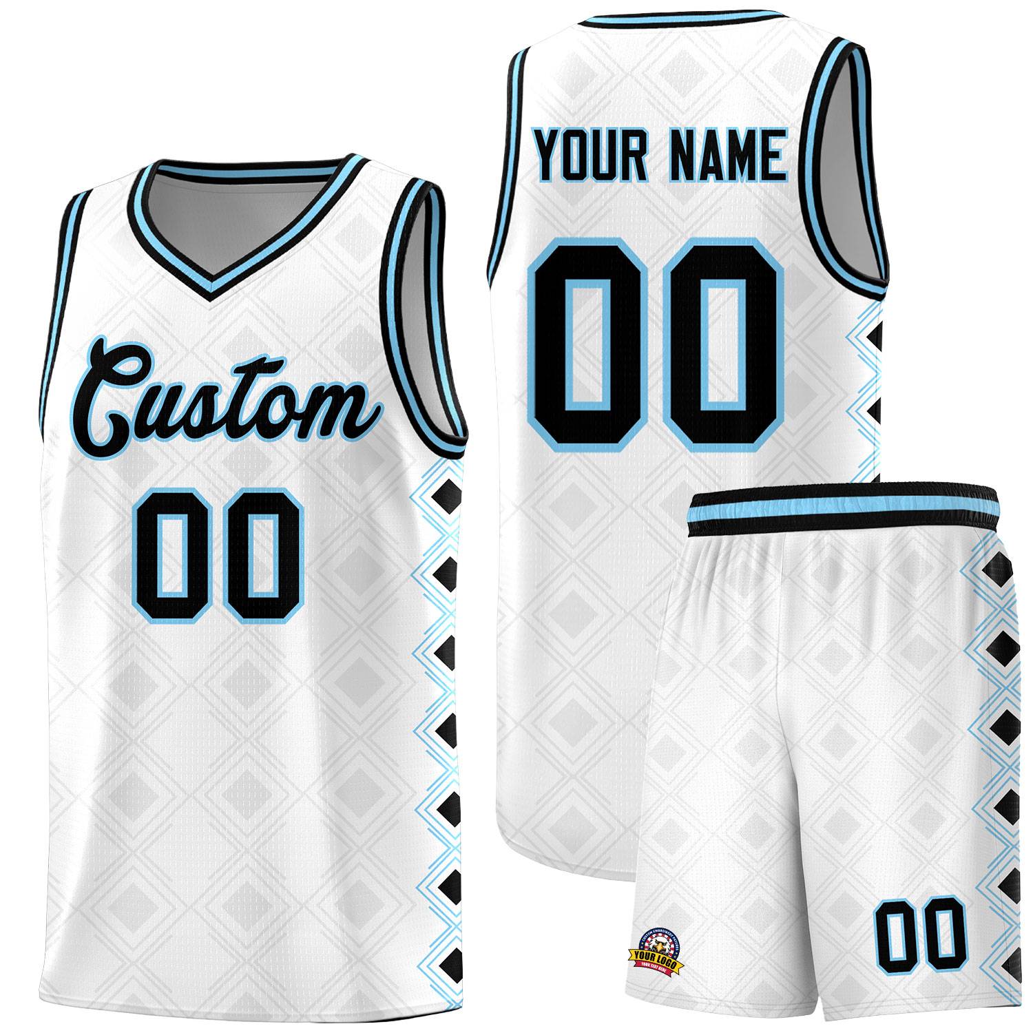 Custom White Side Blocks Sports Uniform Basketball Jersey