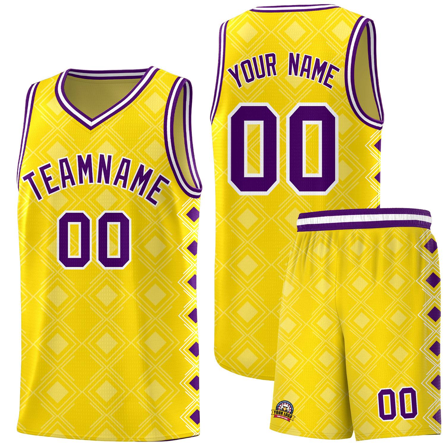 Custom Gold Side Blocks Sports Uniform Basketball Jersey