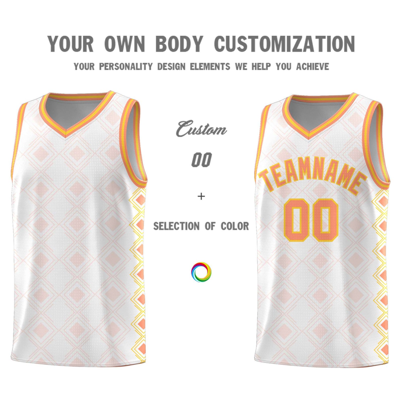 Custom White Side Blocks Sports Uniform Basketball Jersey