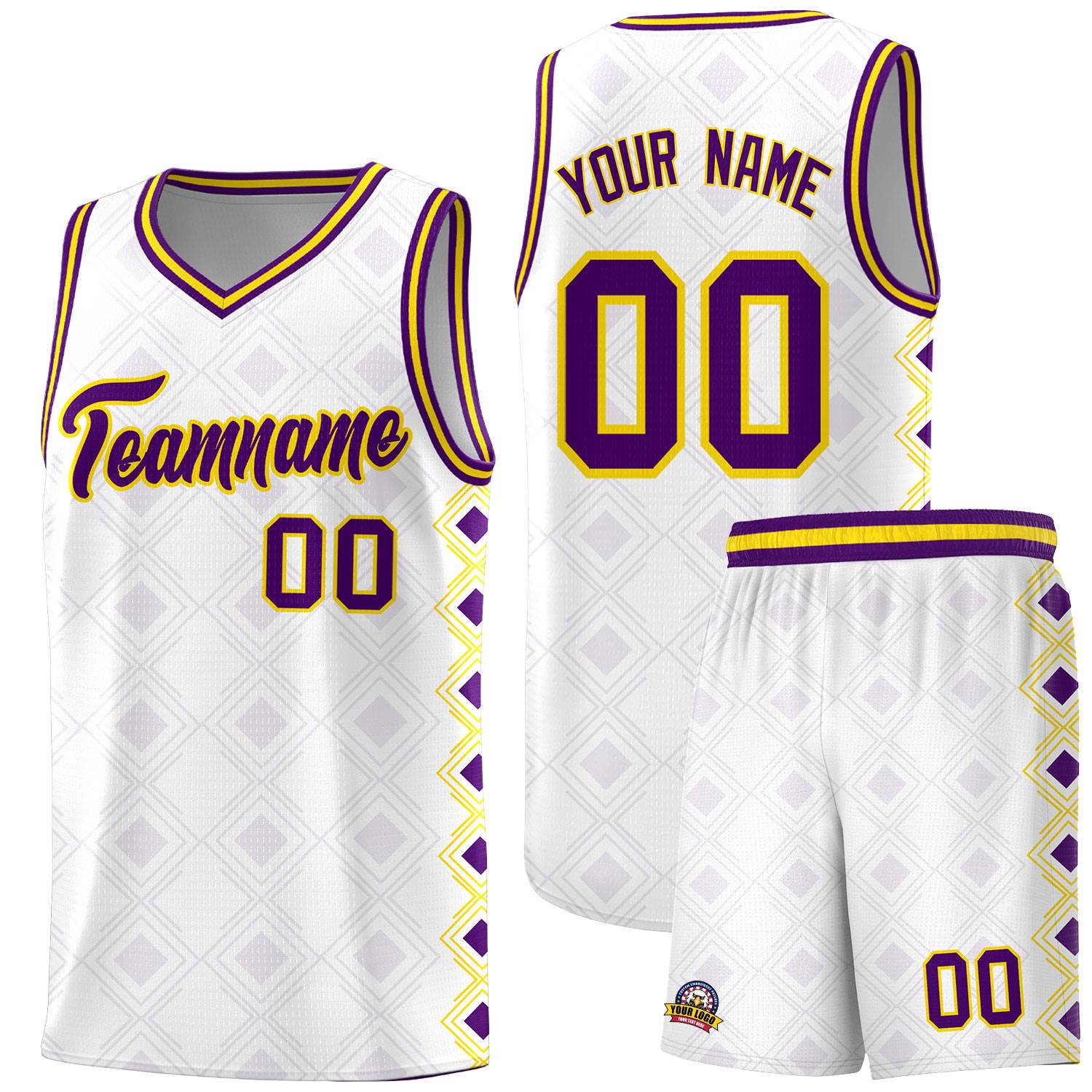 Custom White Side Blocks Sports Uniform Basketball Jersey