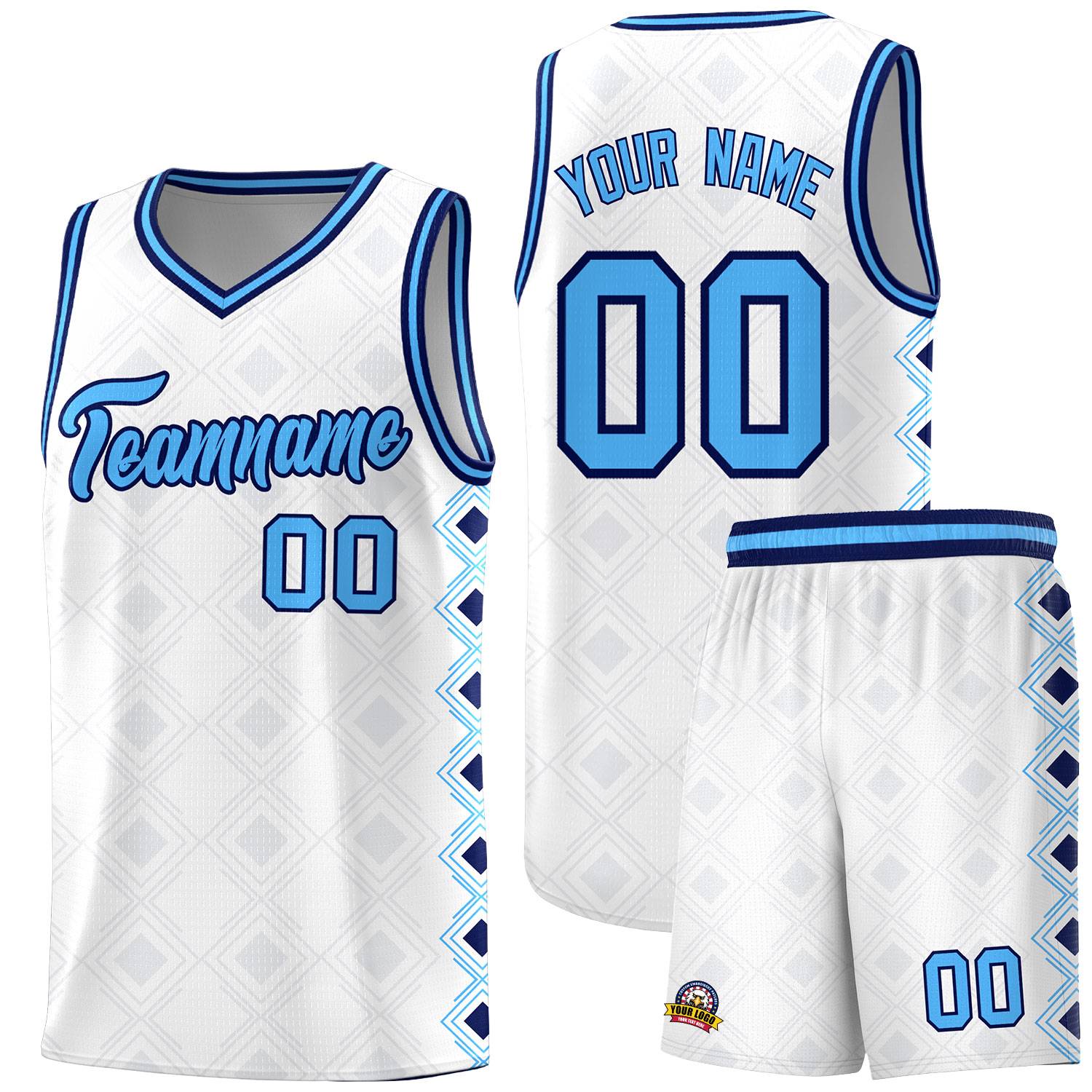 Custom White Side Blocks Sports Uniform Basketball Jersey
