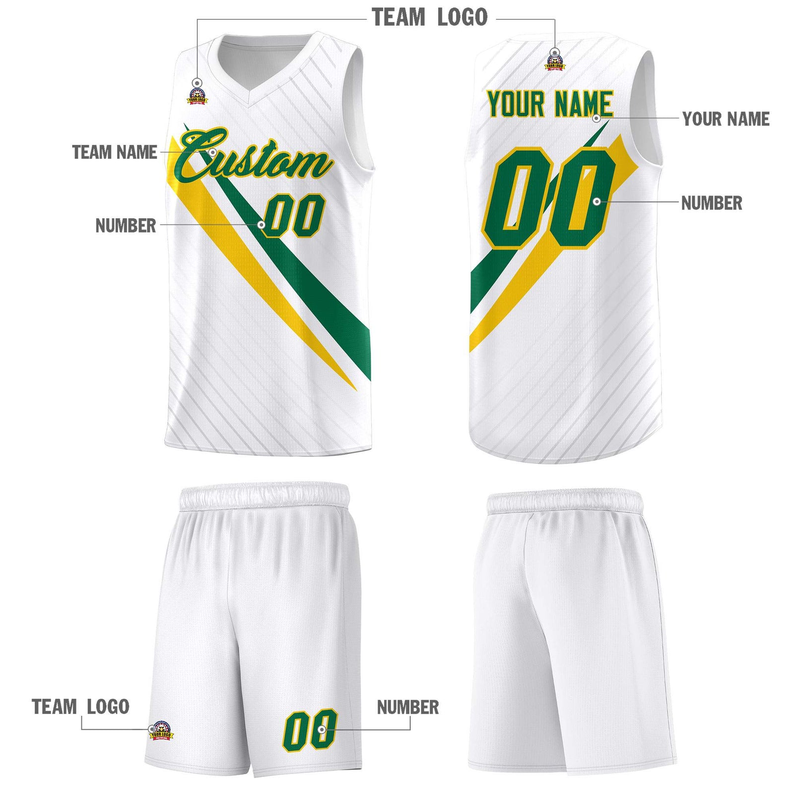 Custom White Diagonal Pinstripe Pattern Color Block Sports Uniform Basketball Jersey