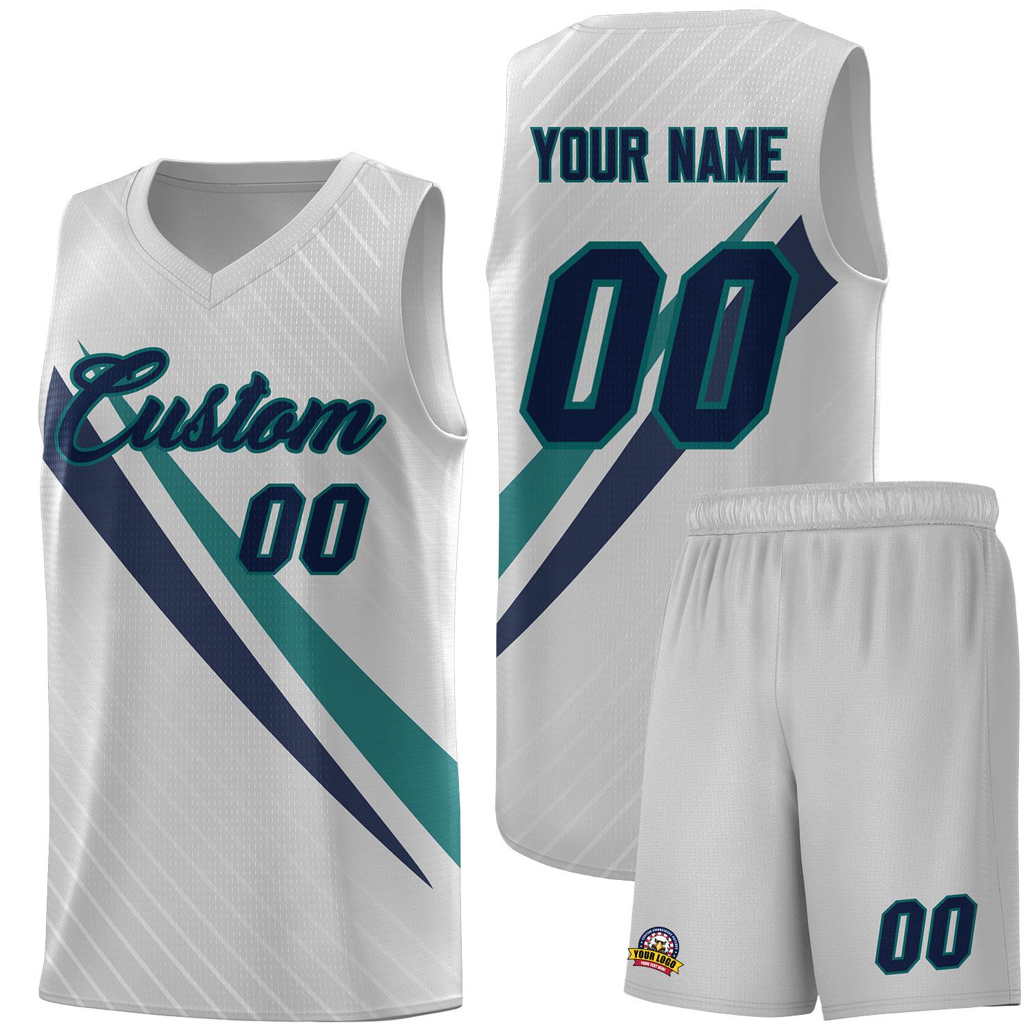 Custom Gray Diagonal Pinstripe Pattern Color Block Sports Uniform Basketball Jersey