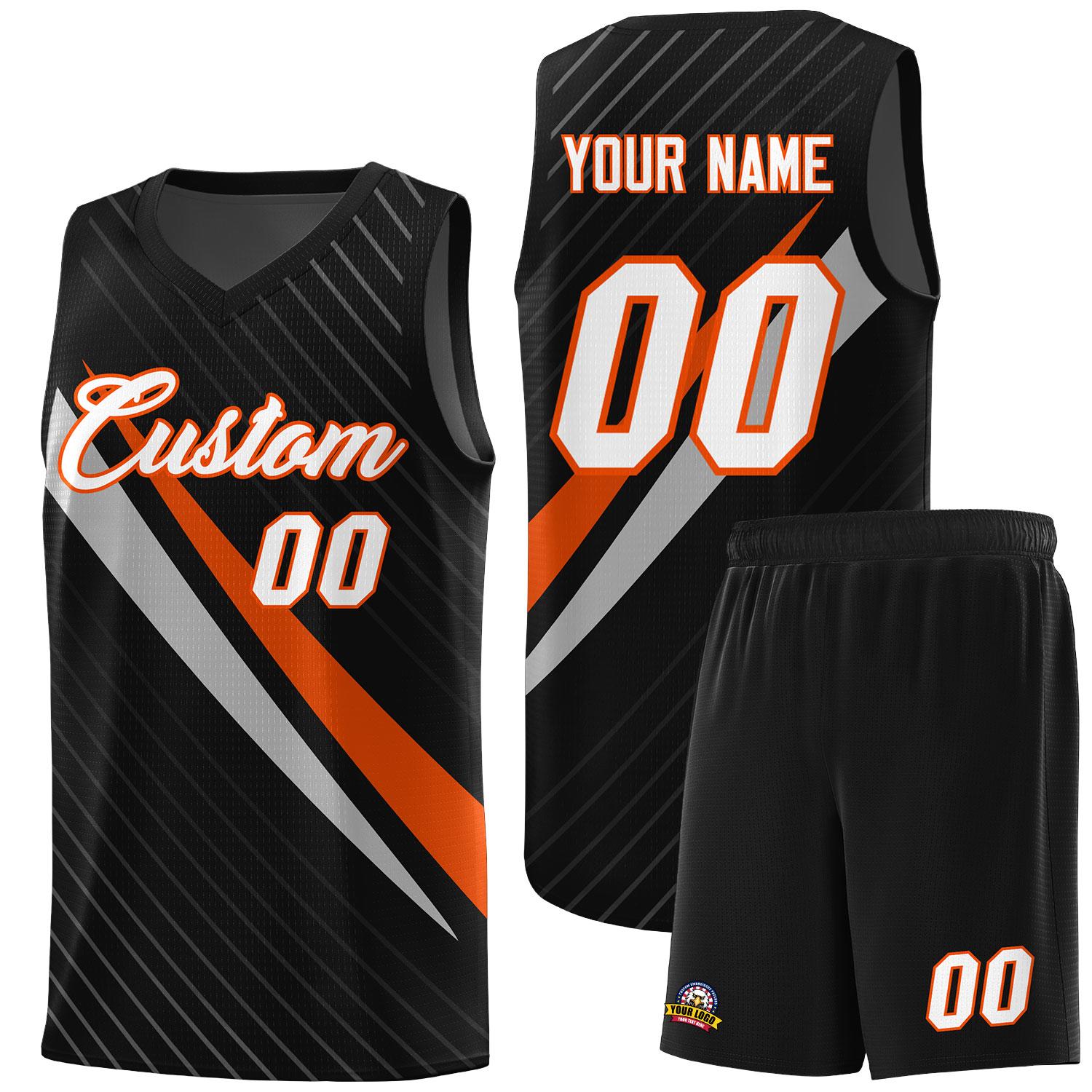 Custom Black Diagonal Pinstripe Pattern Color Block Sports Uniform Basketball Jersey