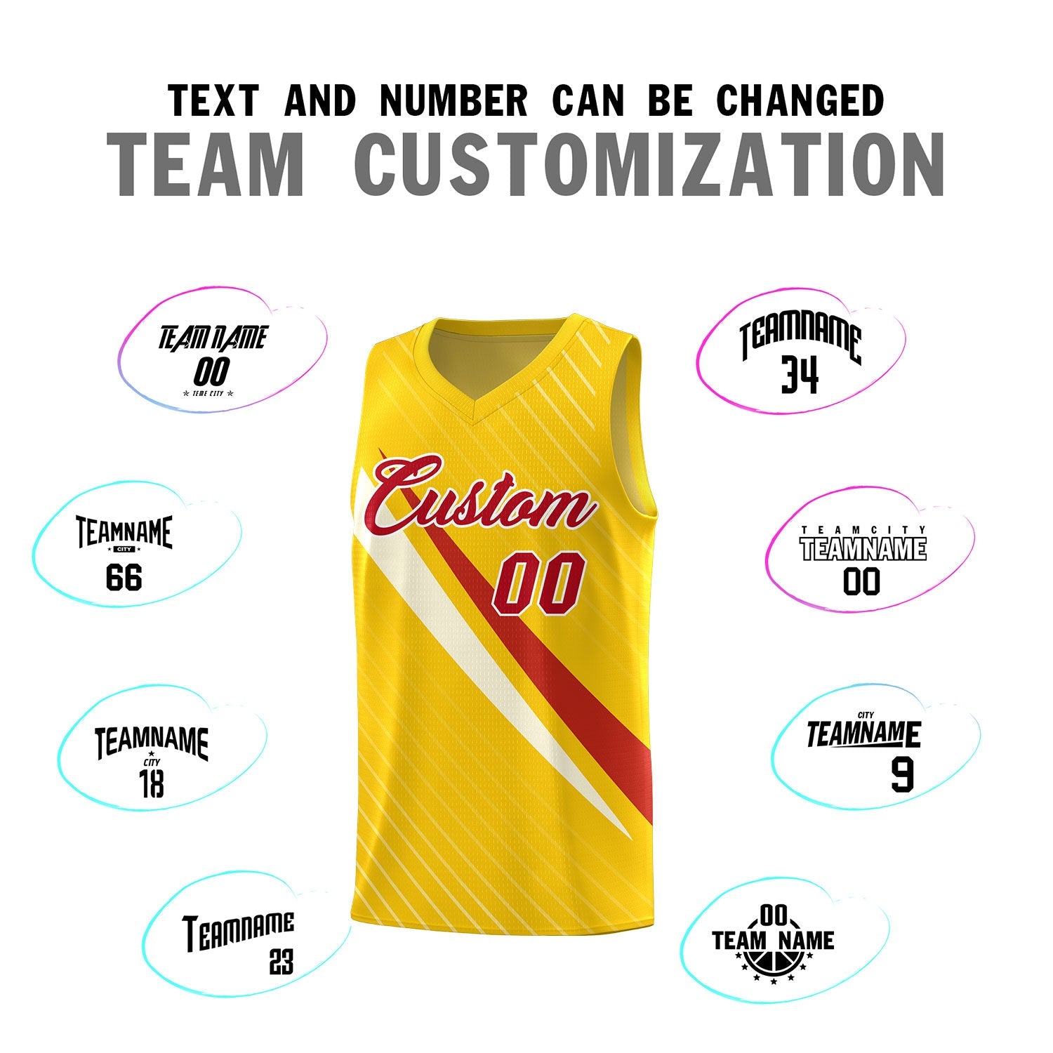 Custom Gold Diagonal Pinstripe Pattern Color Block Sports Uniform Basketball Jersey