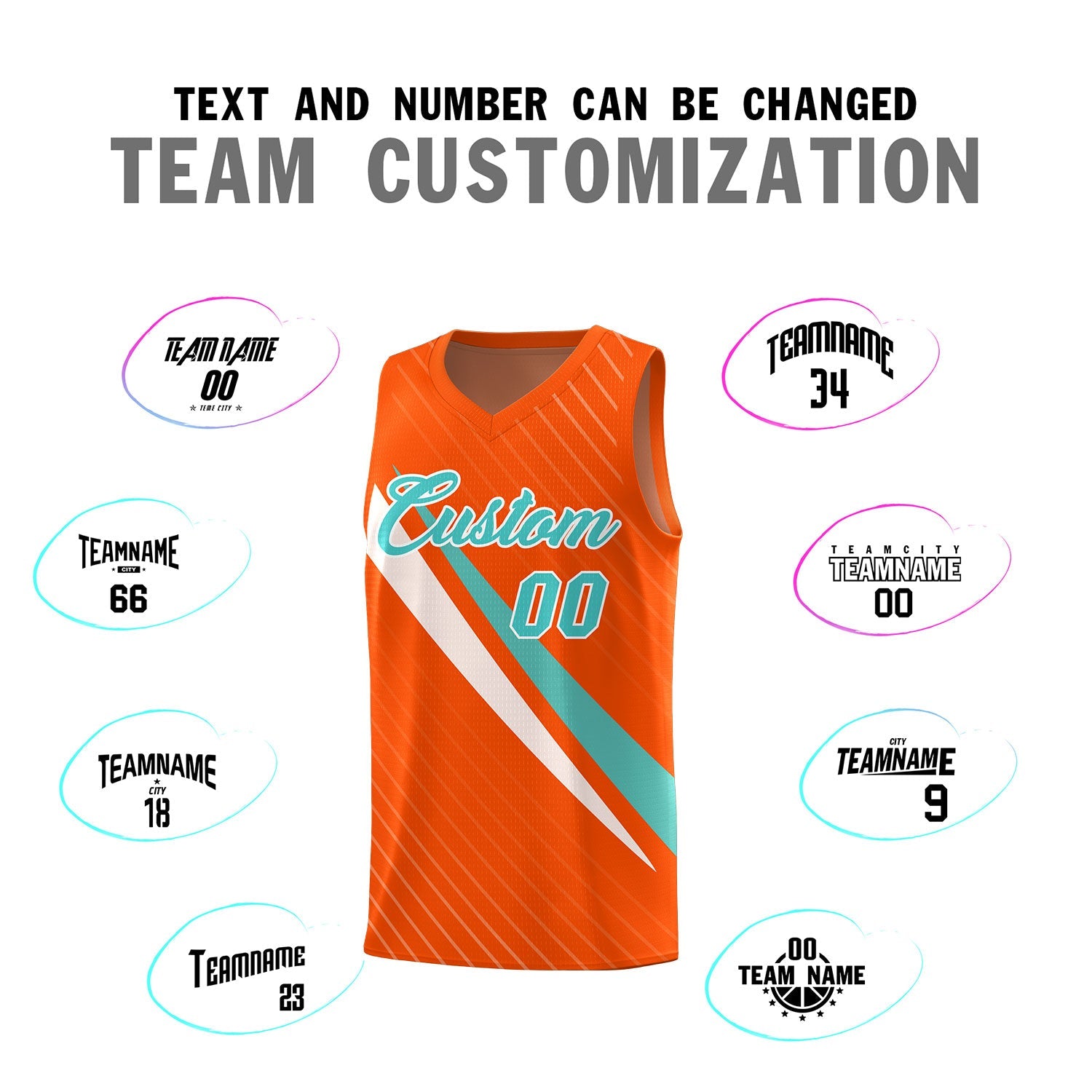 Custom Orange Diagonal Pinstripe Pattern Color Block Sports Uniform Basketball Jersey