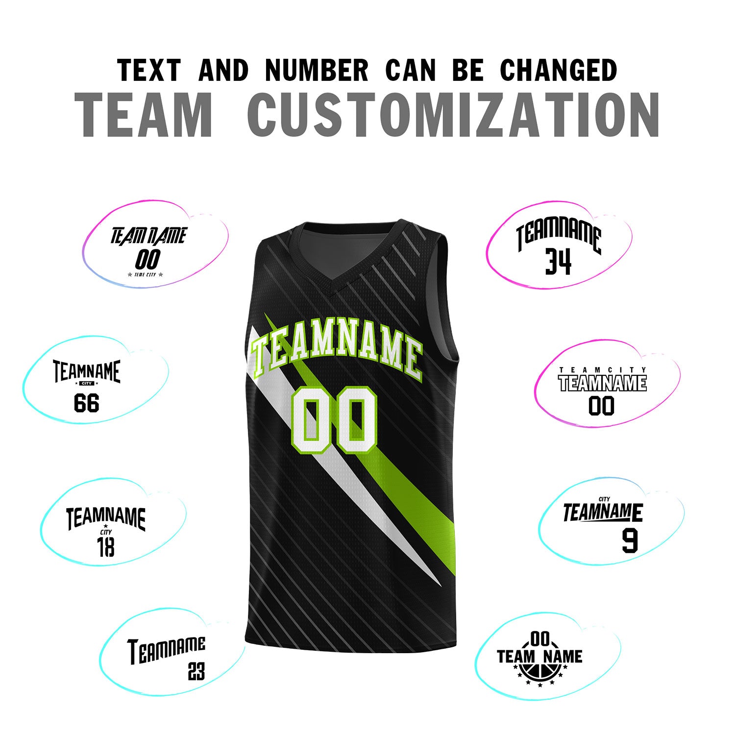 Custom Black Diagonal Pinstripe Pattern Color Block Sports Uniform Basketball Jersey