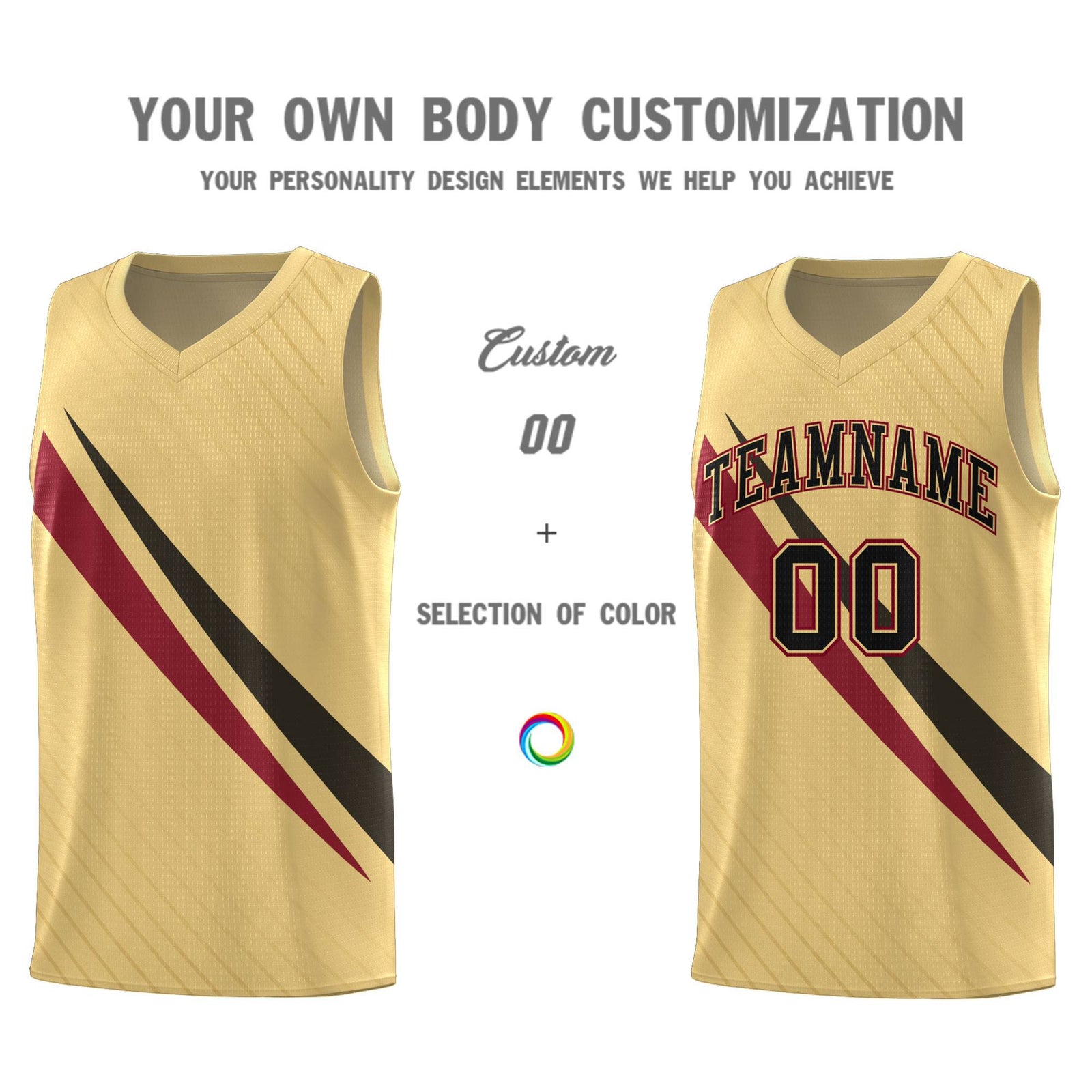 Custom Khaki Diagonal Pinstripe Pattern Color Block Sports Uniform Basketball Jersey