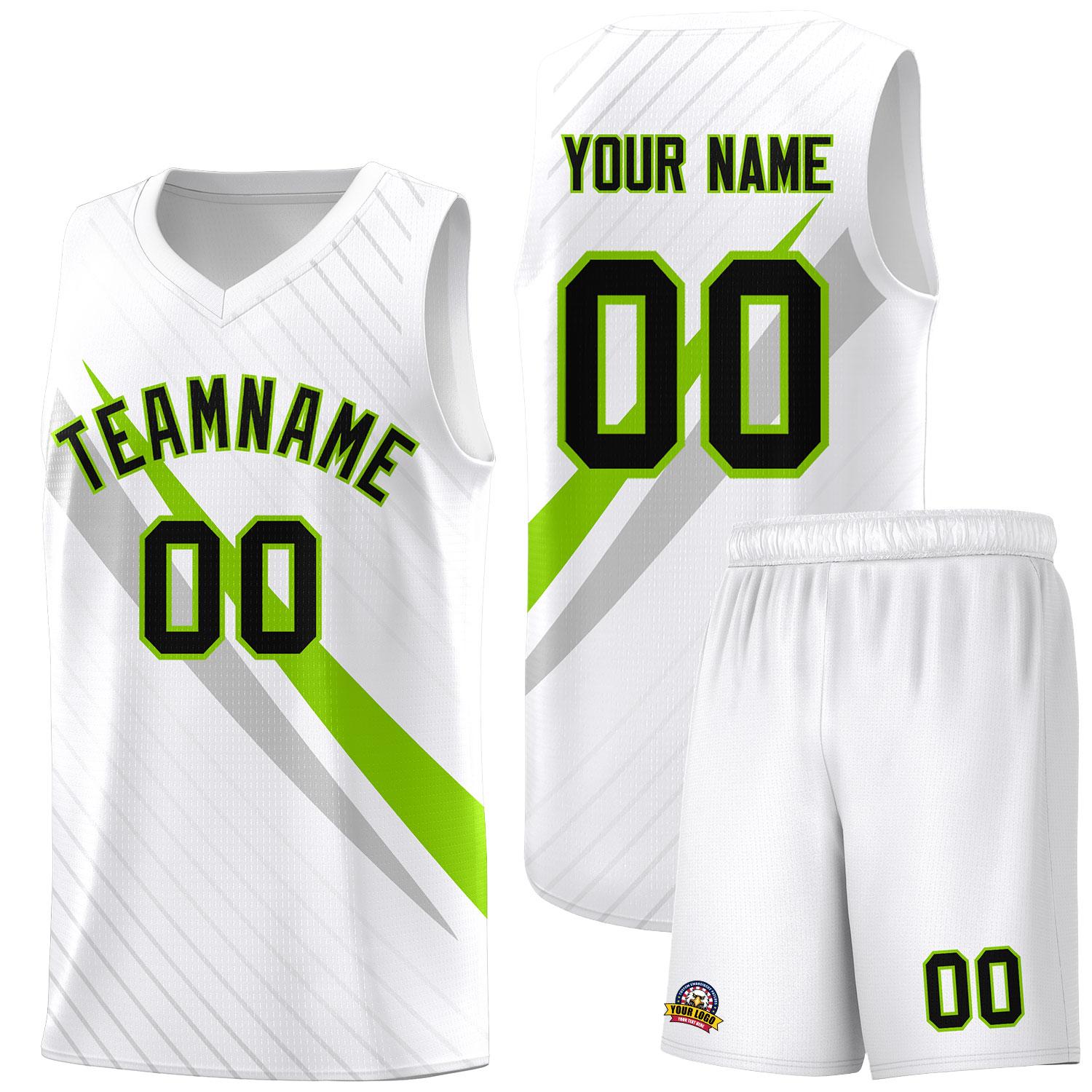 Custom White Diagonal Pinstripe Pattern Color Block Sports Uniform Basketball Jersey