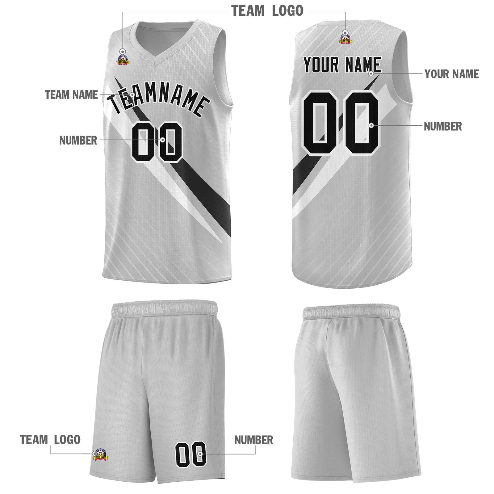 Custom Gray Diagonal Pinstripe Pattern Color Block Sports Uniform Basketball Jersey