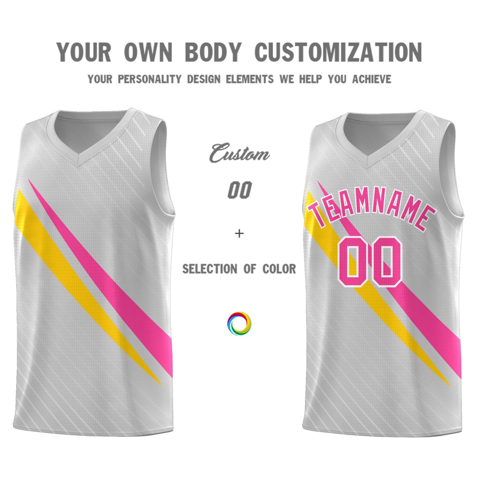 Custom Gray Diagonal Pinstripe Pattern Color Block Sports Uniform Basketball Jersey