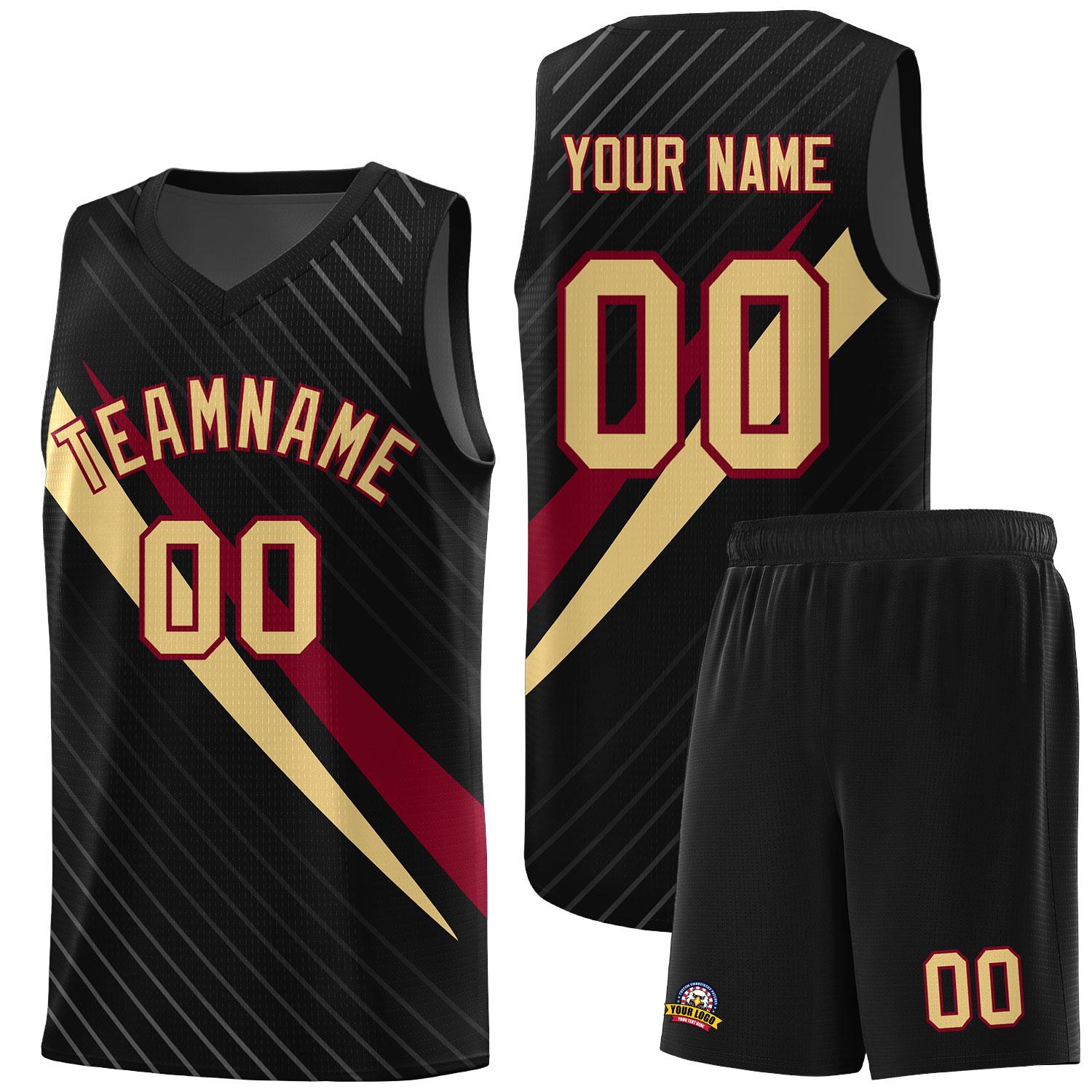 Custom Black Diagonal Pinstripe Pattern Color Block Sports Uniform Basketball Jersey