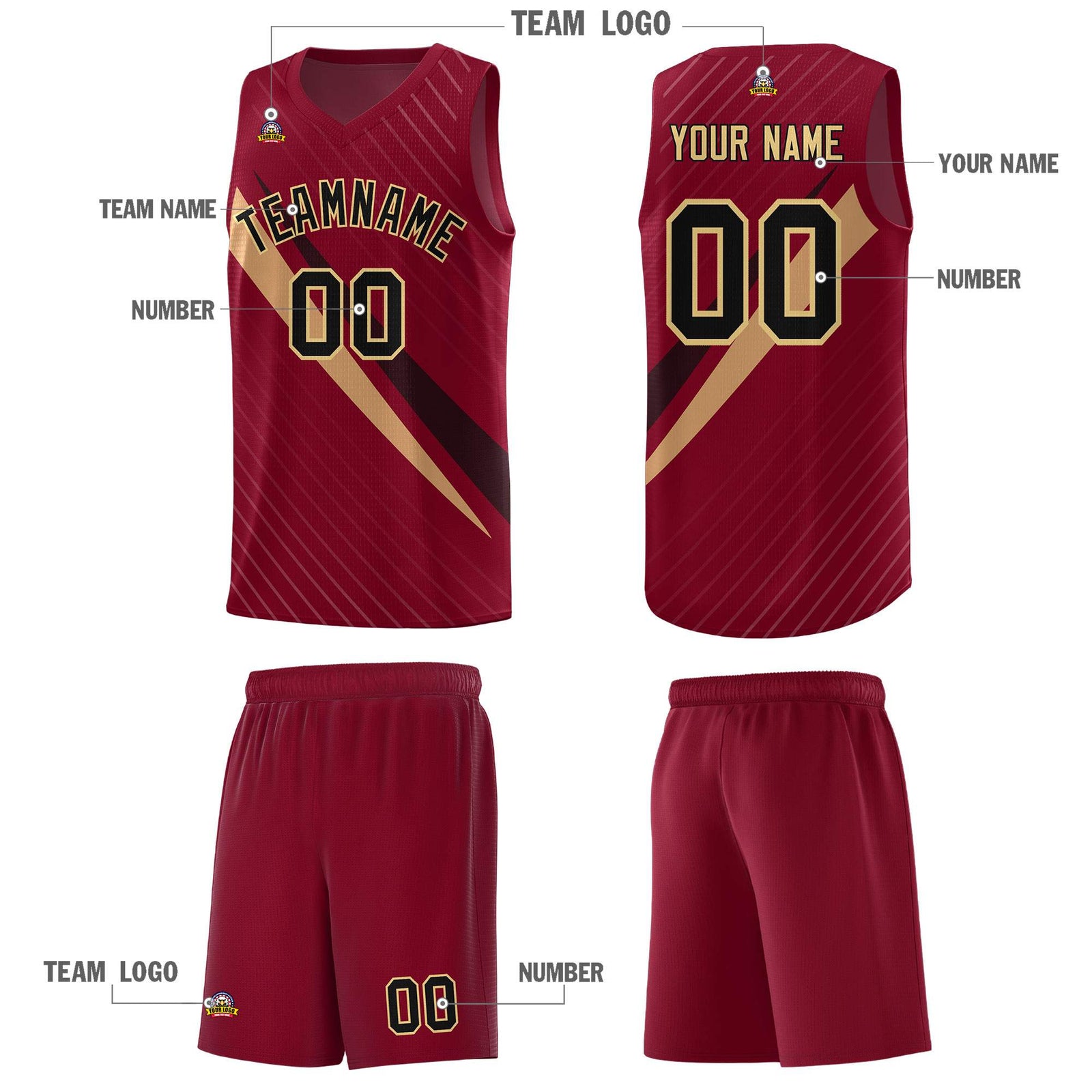 Custom Crimson Diagonal Pinstripe Pattern Color Block Sports Uniform Basketball Jersey