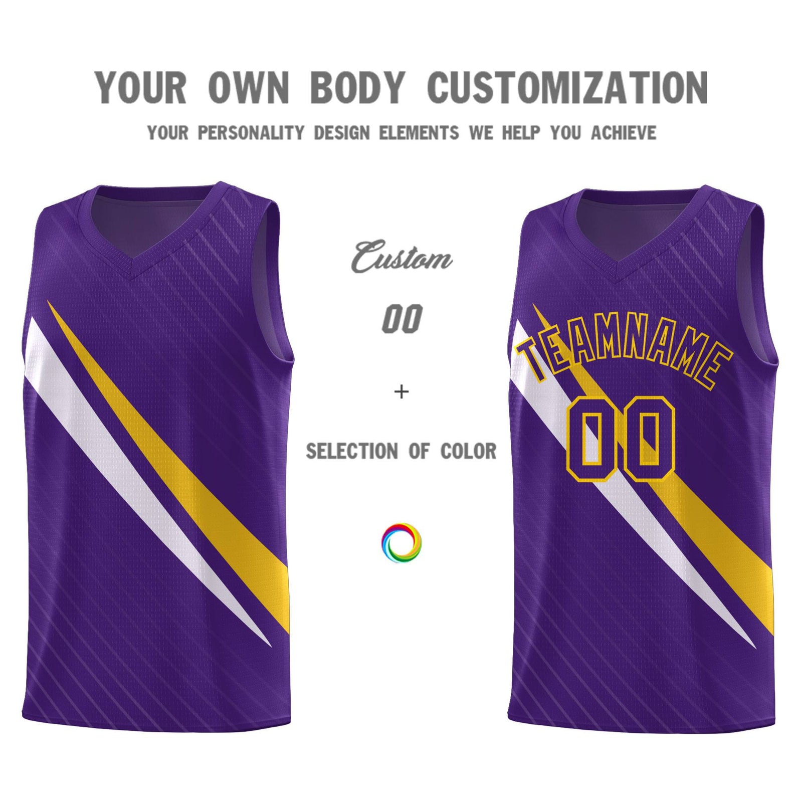 Custom Purple Diagonal Pinstripe Pattern Color Block Sports Uniform Basketball Jersey