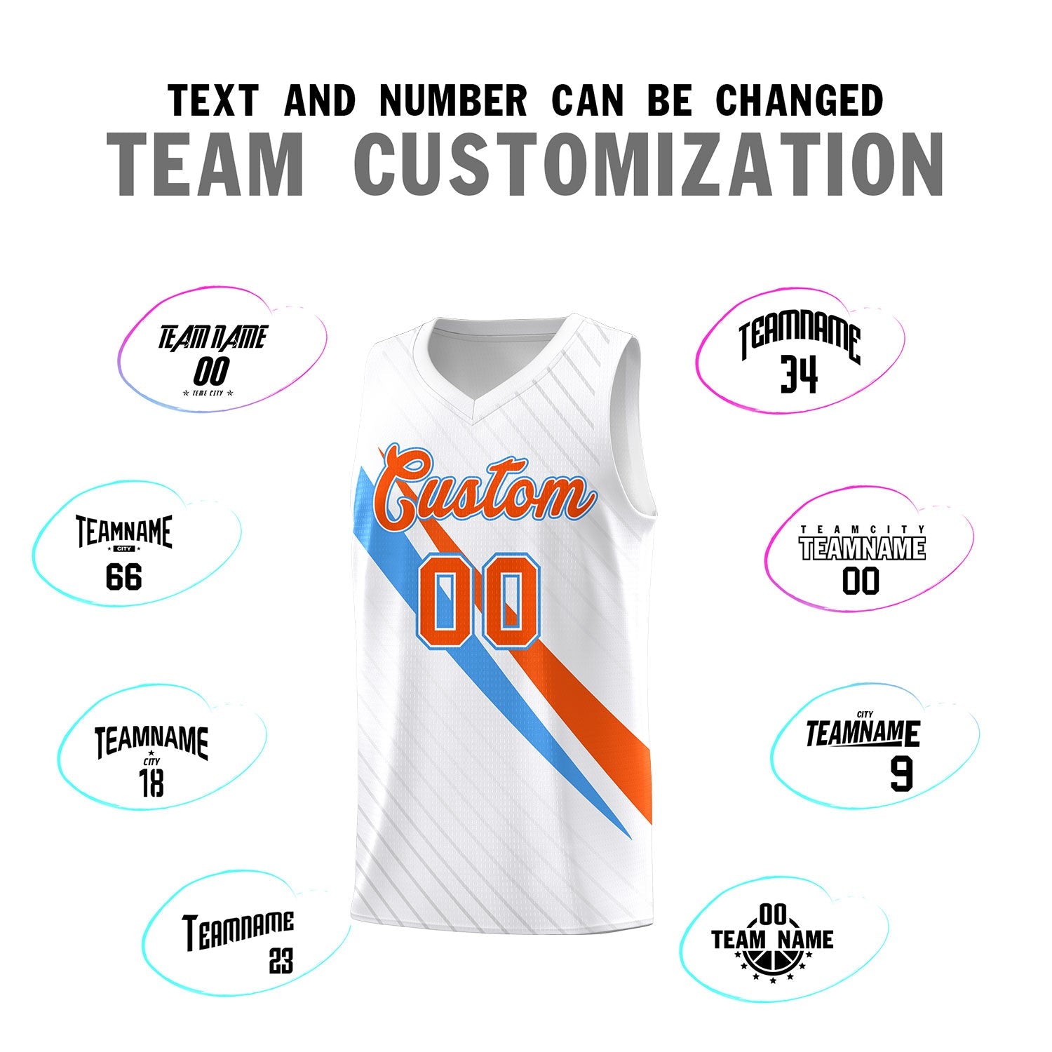 Custom White Diagonal Pinstripe Pattern Color Block Sports Uniform Basketball Jersey