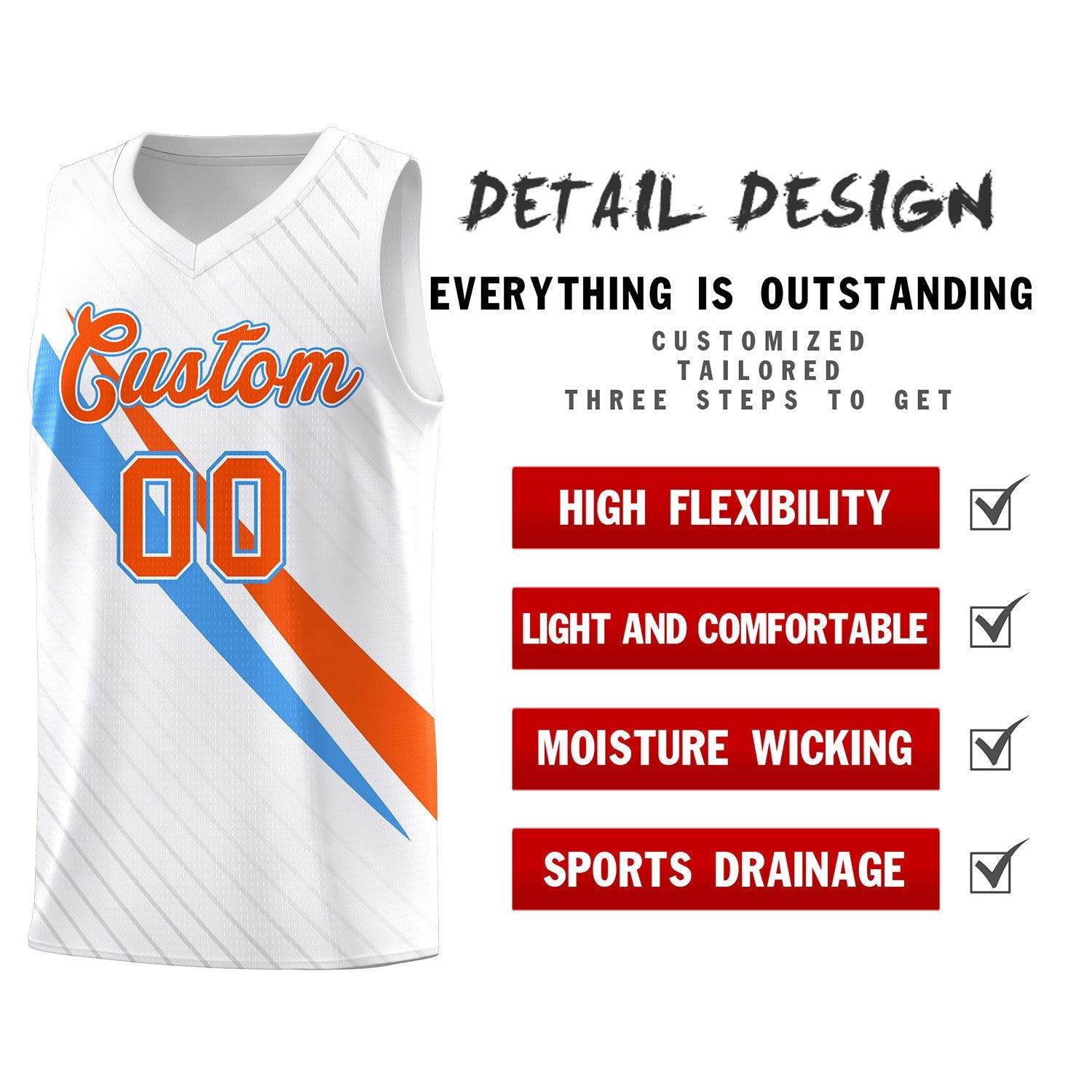 Custom White Diagonal Pinstripe Pattern Color Block Sports Uniform Basketball Jersey