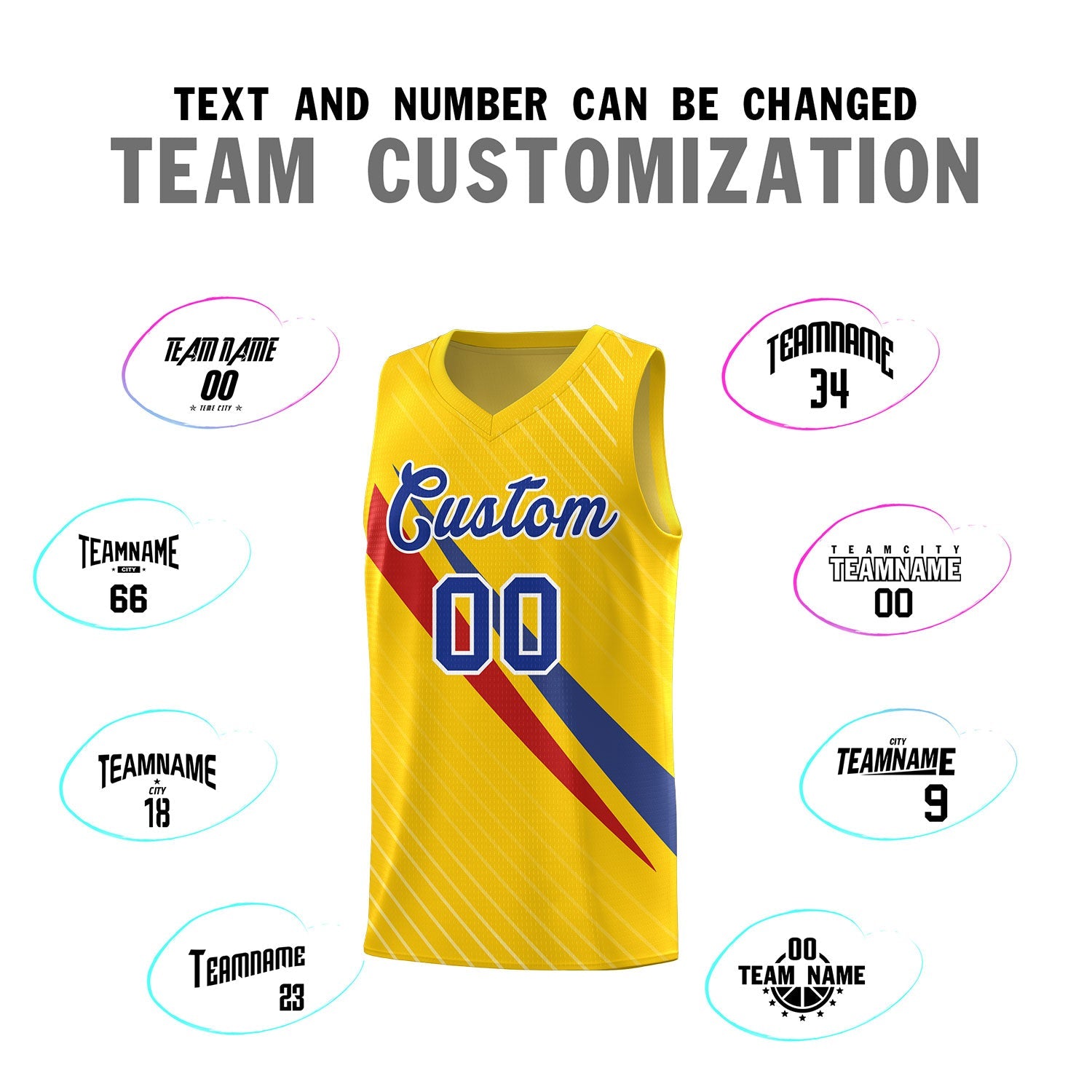 Custom Gold Diagonal Pinstripe Pattern Color Block Sports Uniform Basketball Jersey