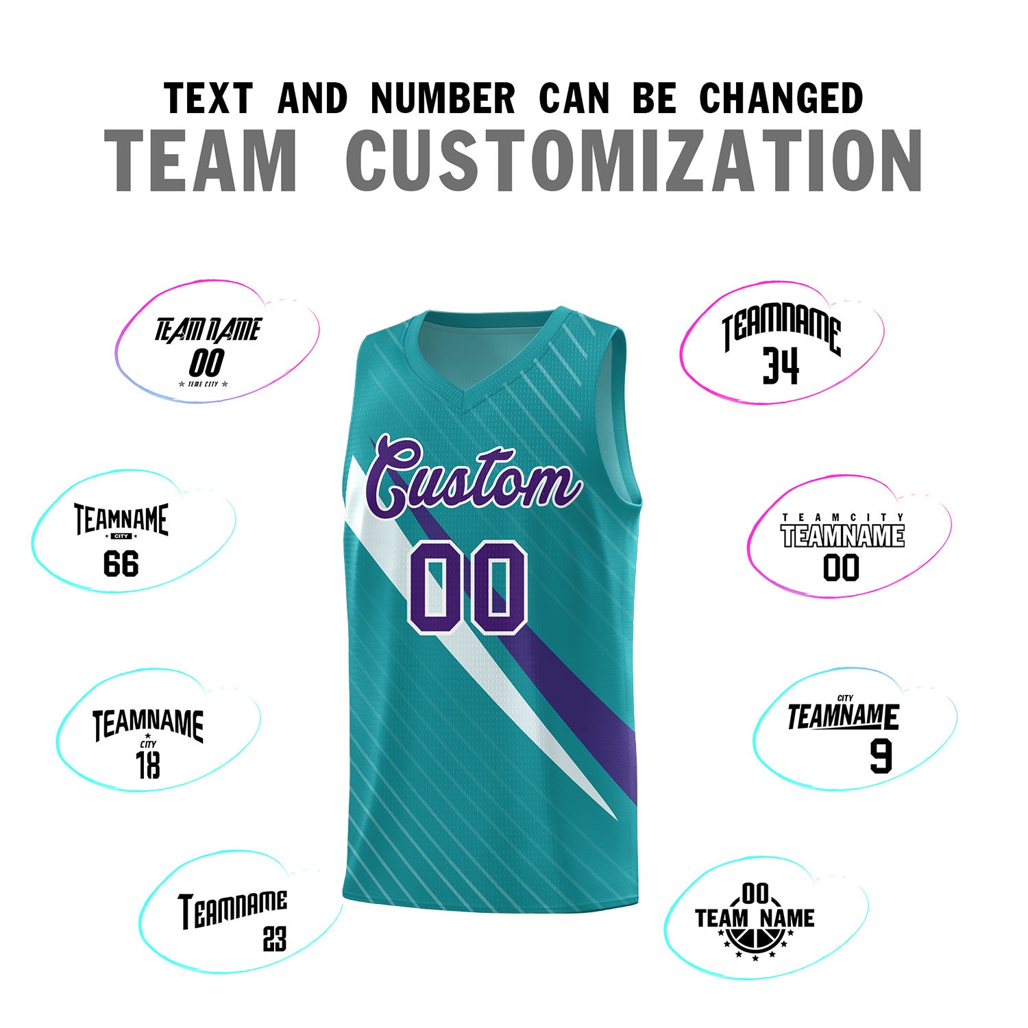 Custom Aqua Diagonal Pinstripe Pattern Color Block Sports Uniform Basketball Jersey