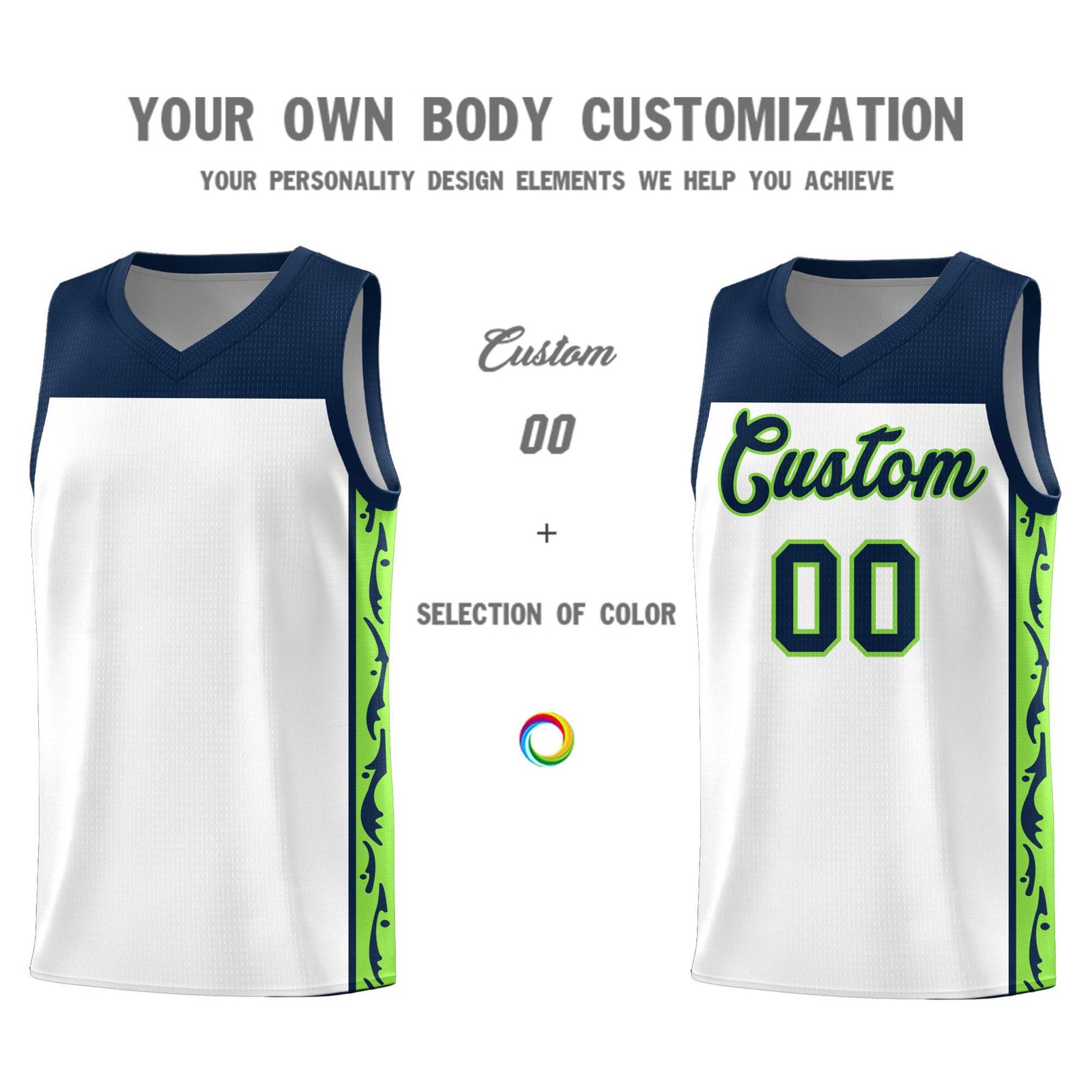 Custom White Side Pattern Sports Uniform Basketball Jersey