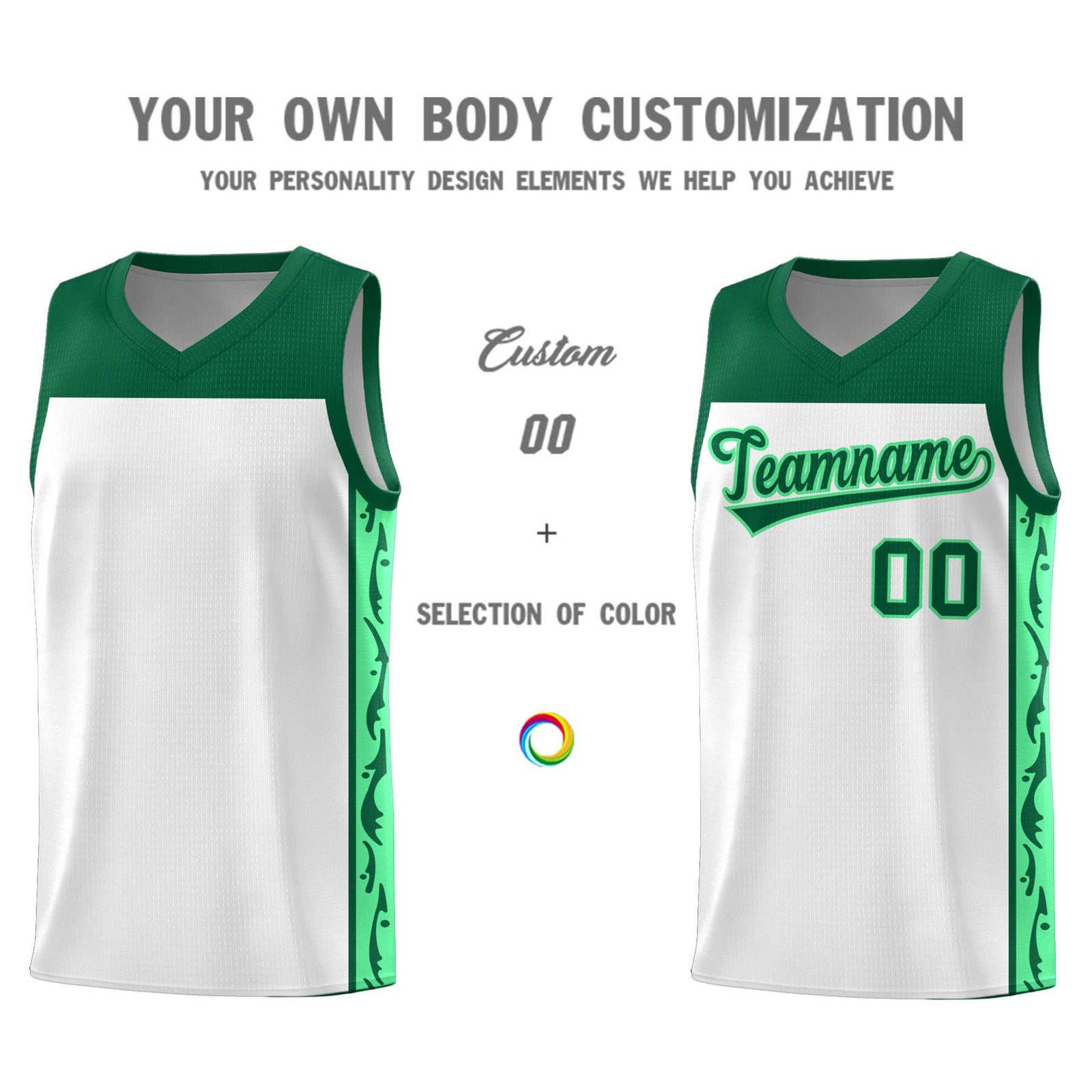 Custom White Side Pattern Sports Uniform Basketball Jersey