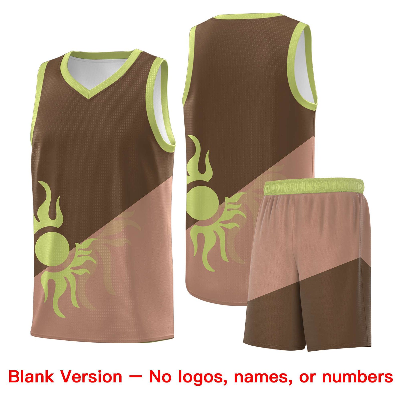 Custom Youth Basketball Jerseys - Coffee Light Brown Radiant Sun Design Two Tone Uniforms