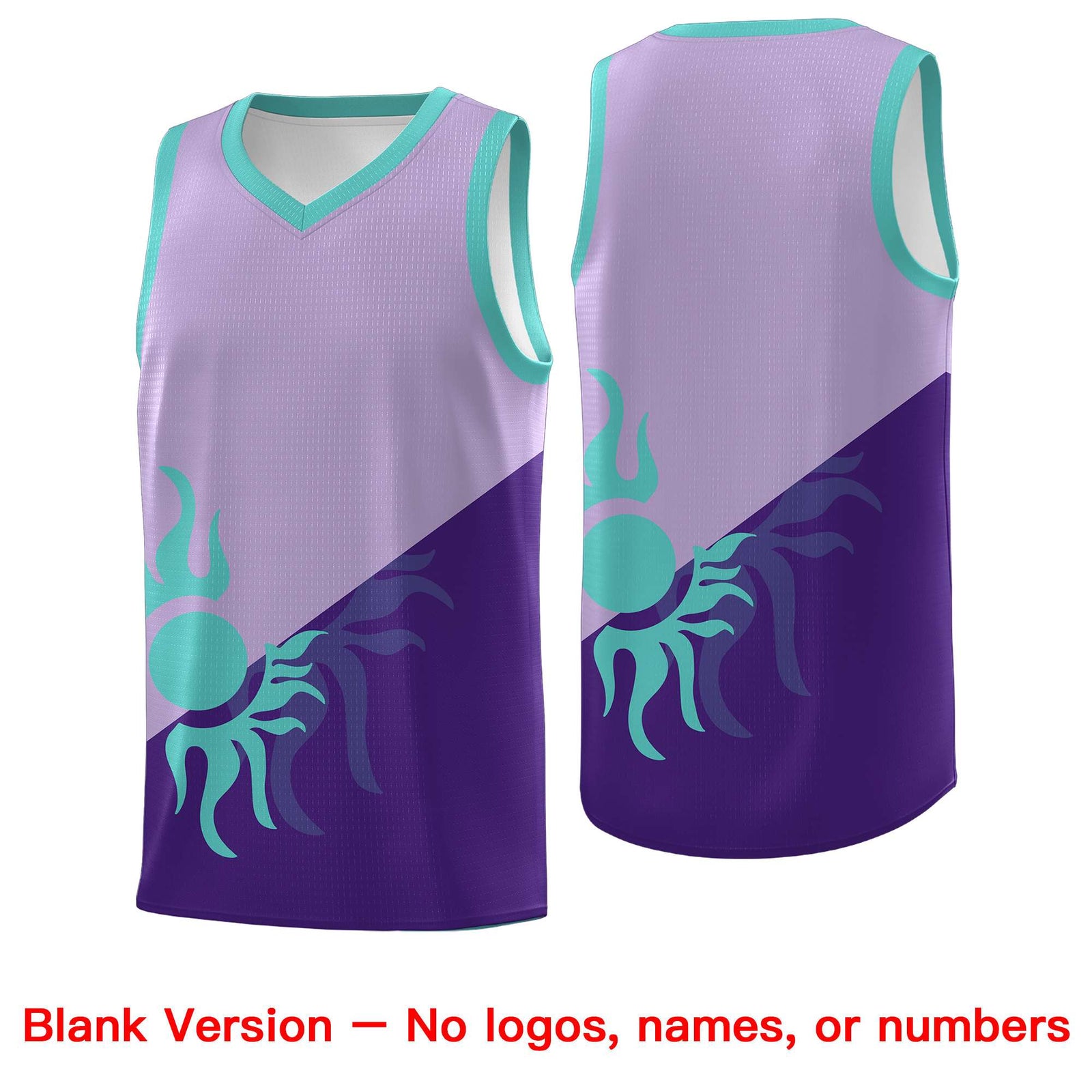 Custom Youth Basketball Jerseys - Light Purple Purple Sunburst Design Two Tone Uniforms