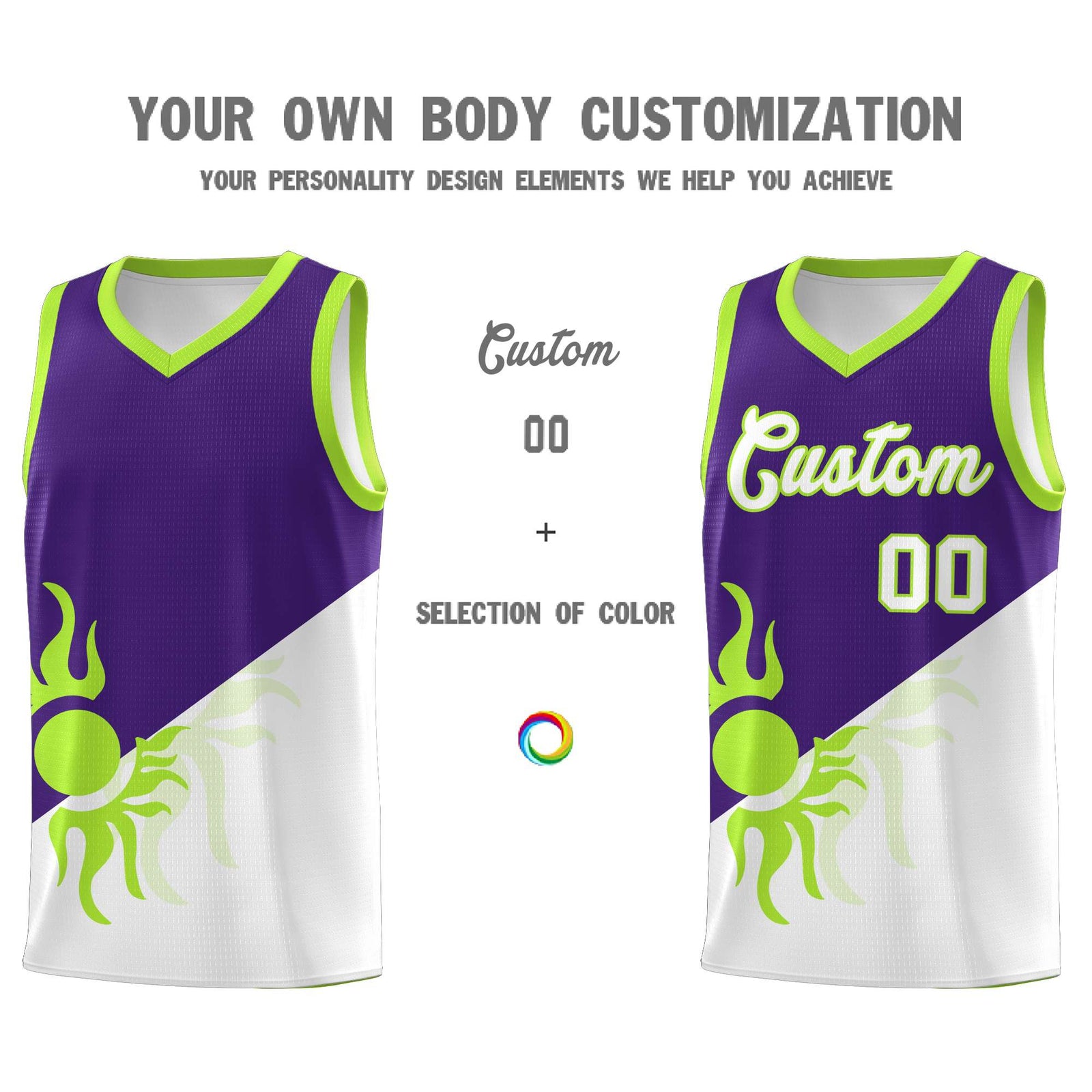 Custom Youth Basketball Jerseys - Purple White Radiant Sun Design Two Tone Uniforms