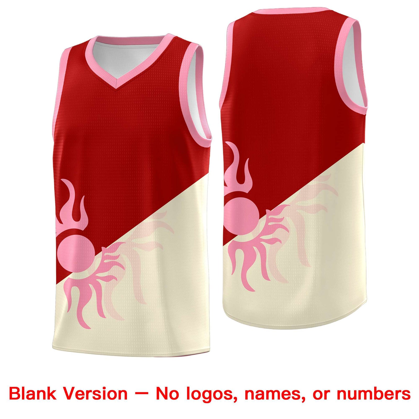 Custom Youth Basketball Jerseys - Red Light Khaki Radiant Sun Design Two Tone Uniforms