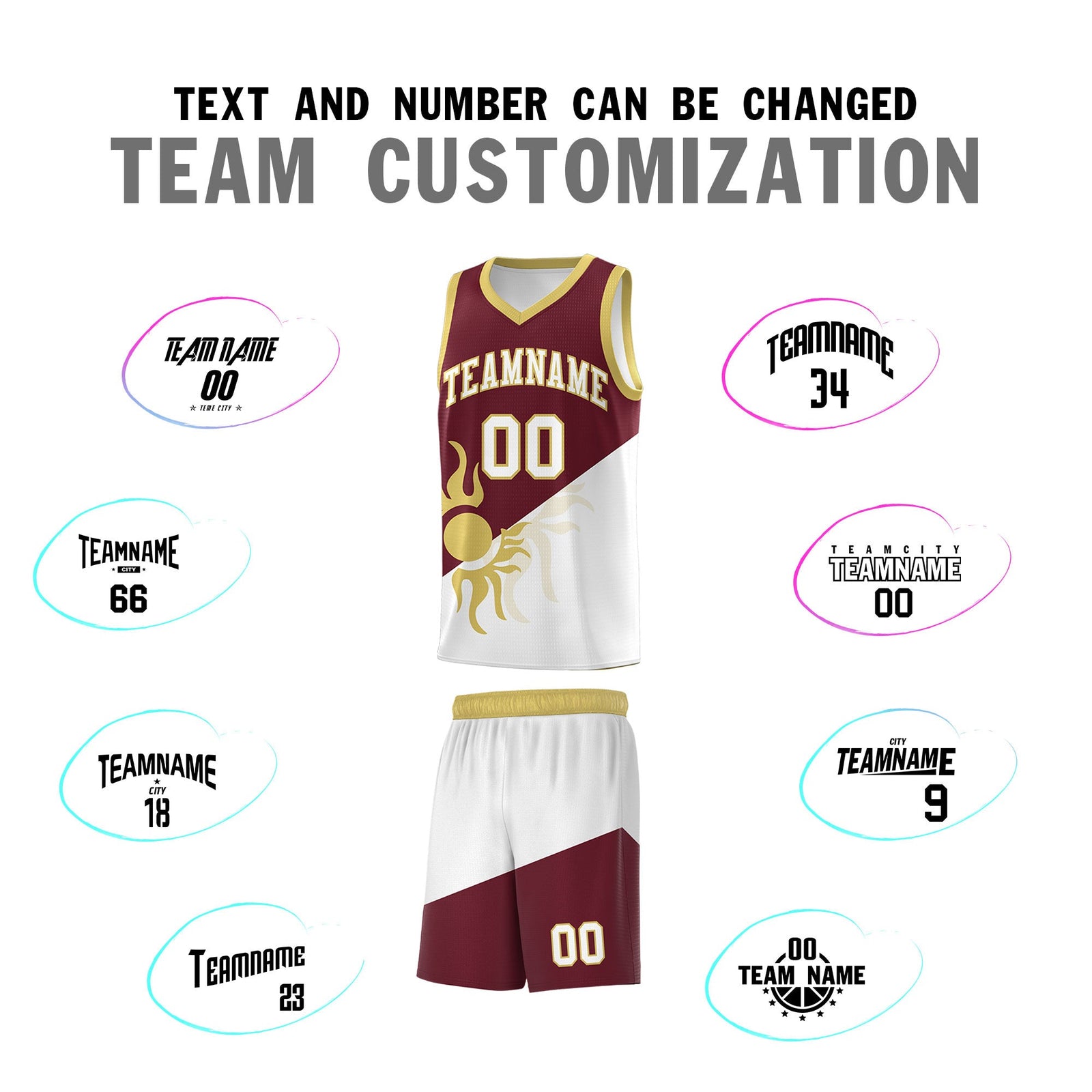 Custom Youth Basketball Jerseys - Burgundy White Sunburst Design Two Tone Uniforms